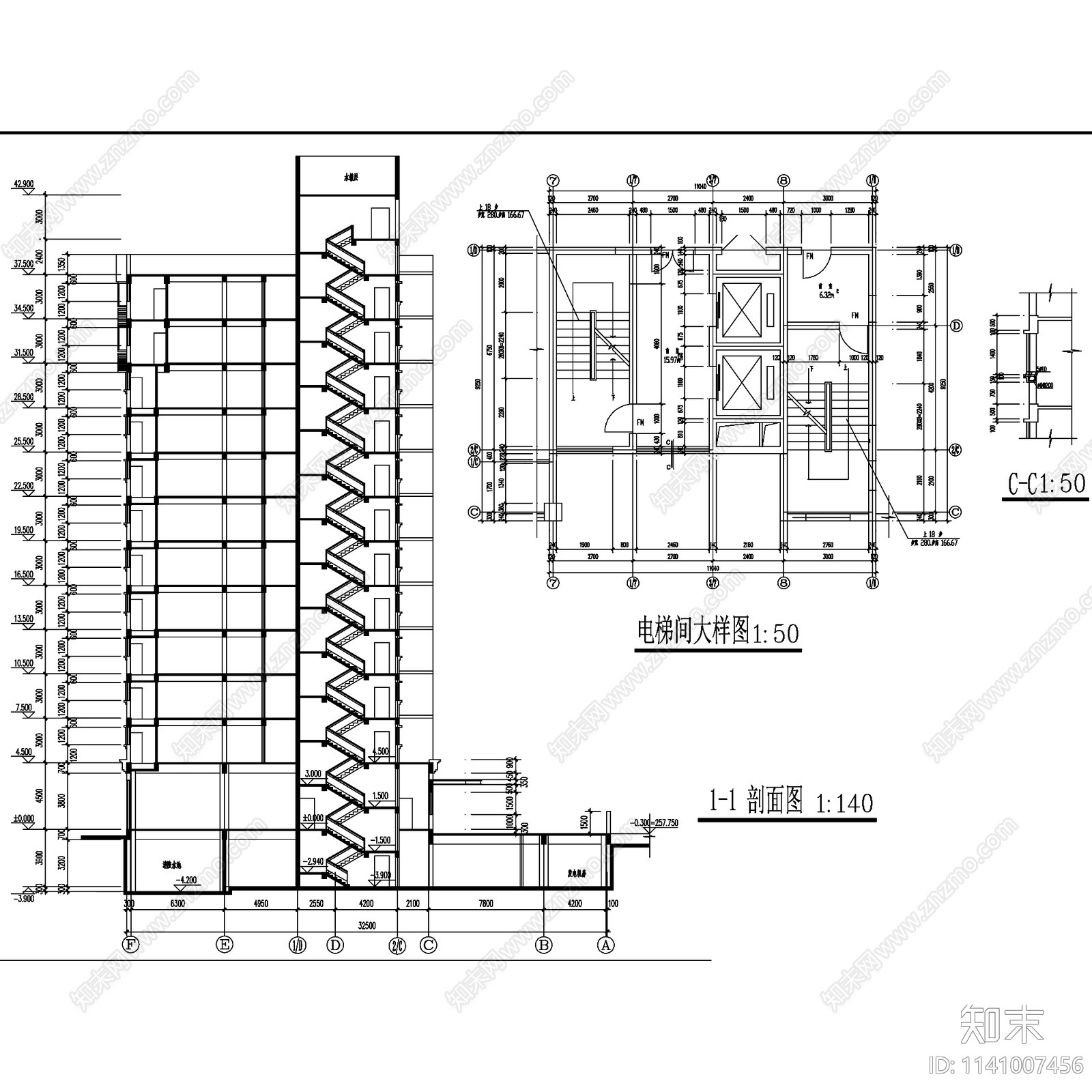 重庆八中学生公寓宿舍楼建筑cad施工图下载【ID:1141007456】