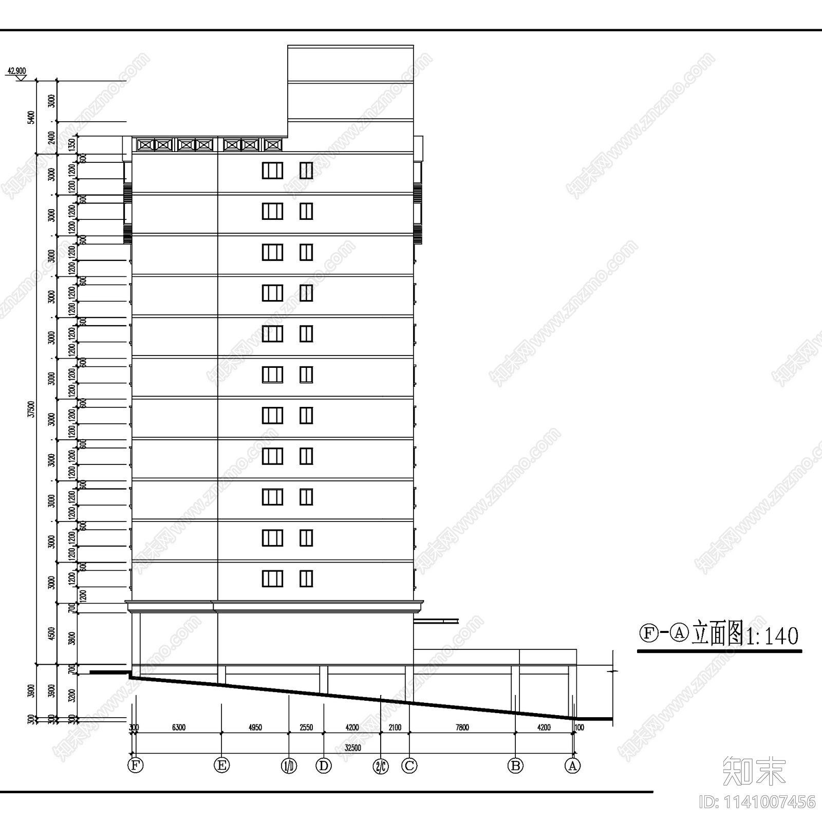 重庆八中学生公寓宿舍楼建筑cad施工图下载【ID:1141007456】