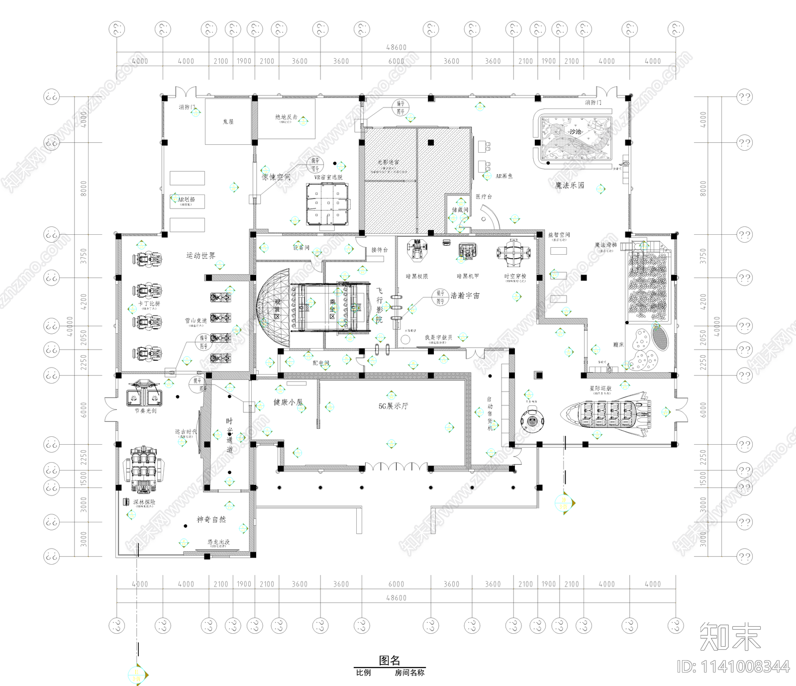 5G科技展厅室内装修cad施工图下载【ID:1141008344】