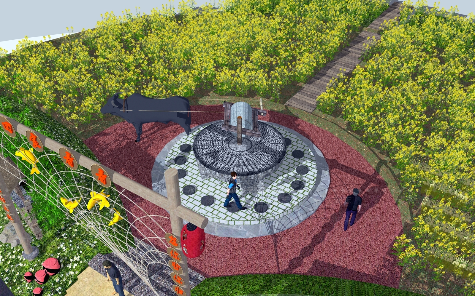 新中式乡村公园SU模型下载【ID:1141459284】