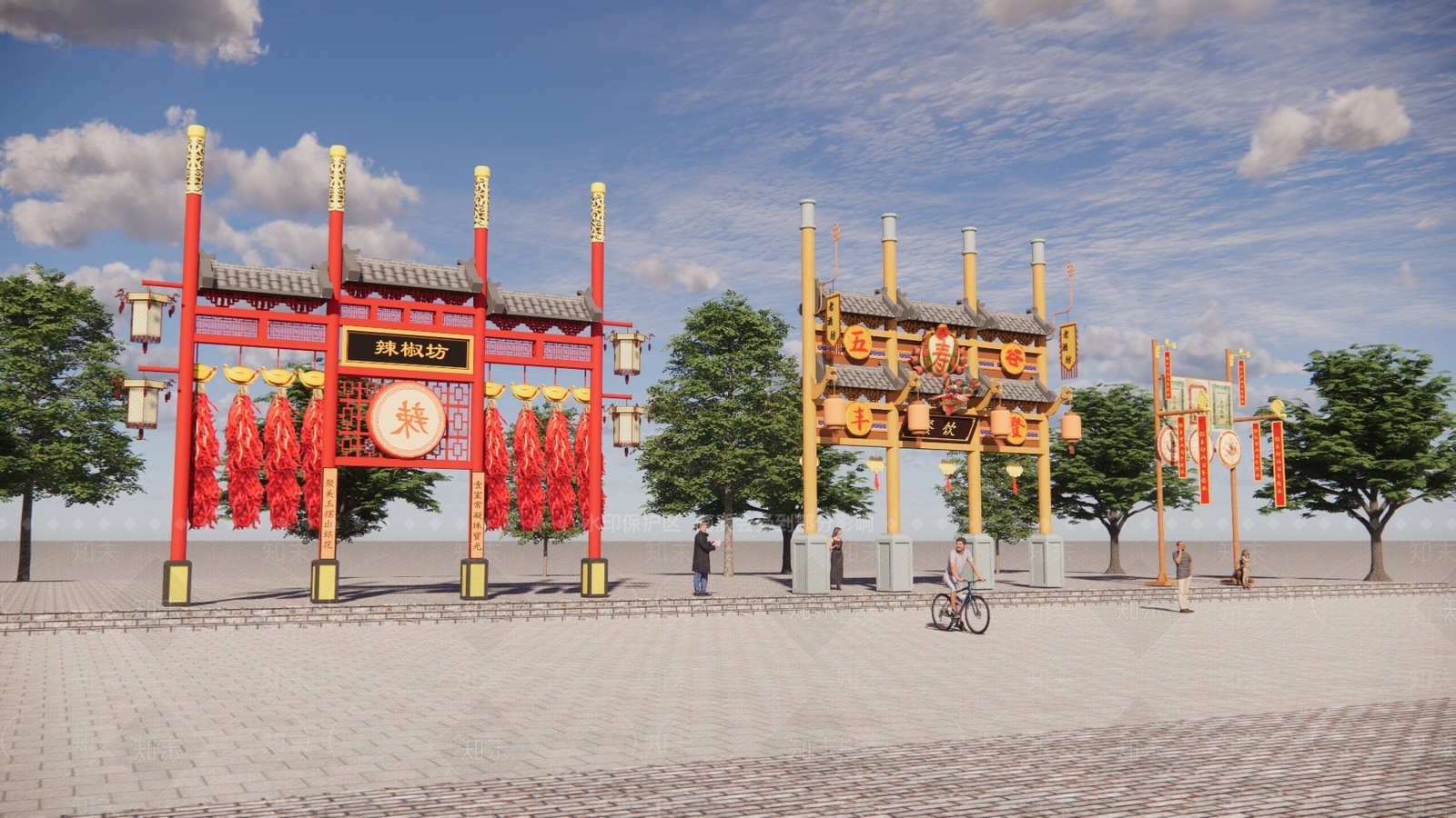 中式街景牌楼SU模型下载【ID:1141177743】