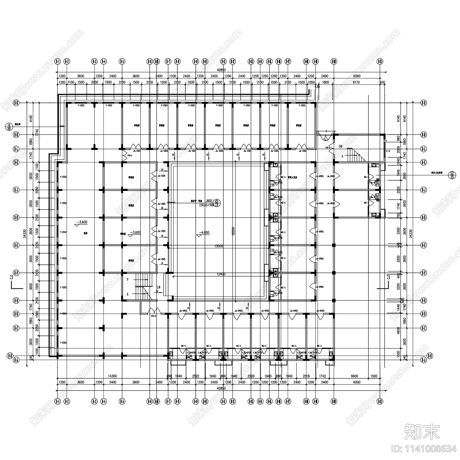 医院家属区公寓住宅楼教室食堂招聘楼建筑cad施工图下载【ID:1141008634】