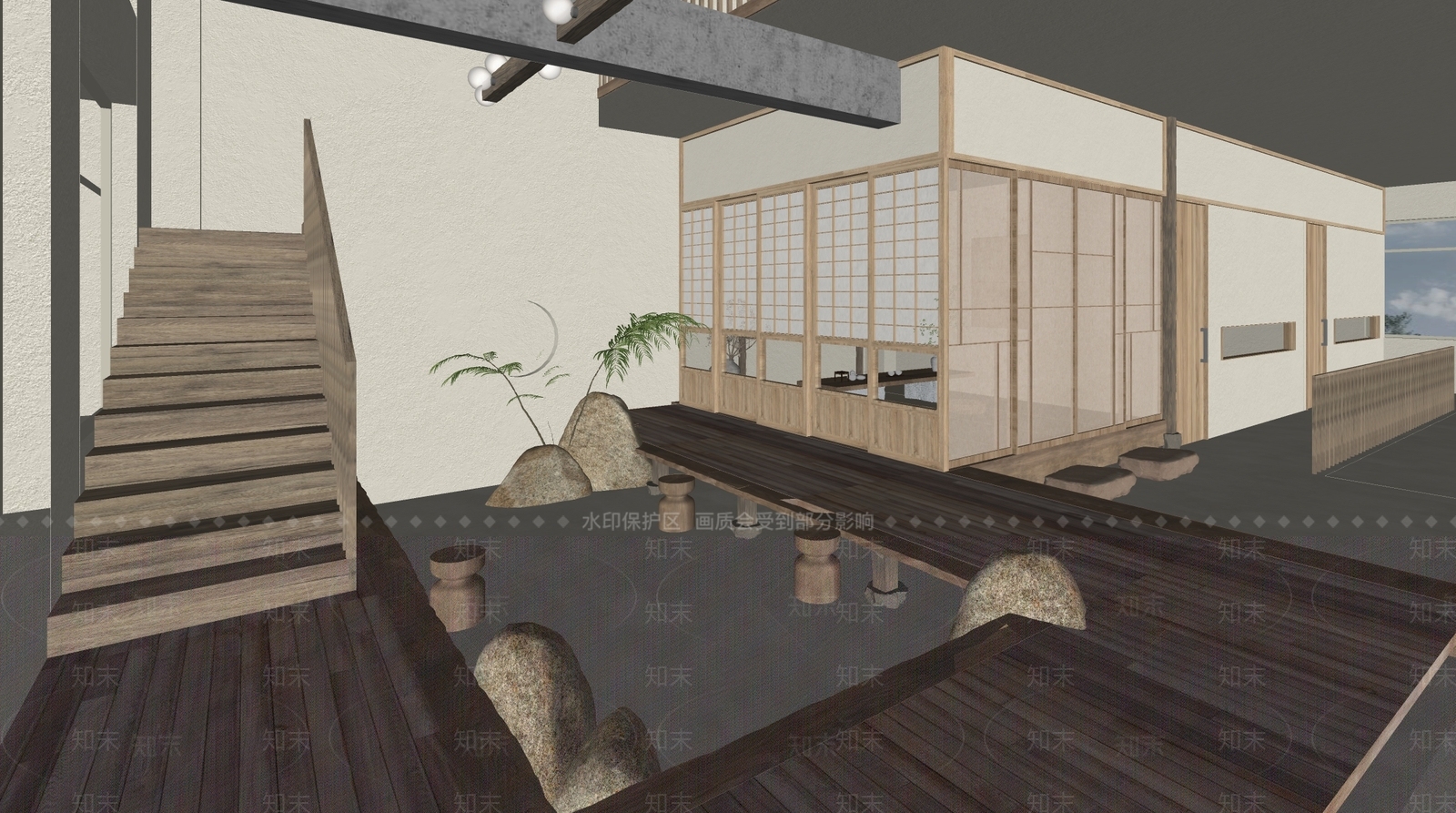 侘寂茶馆SU模型下载【ID:1141015610】