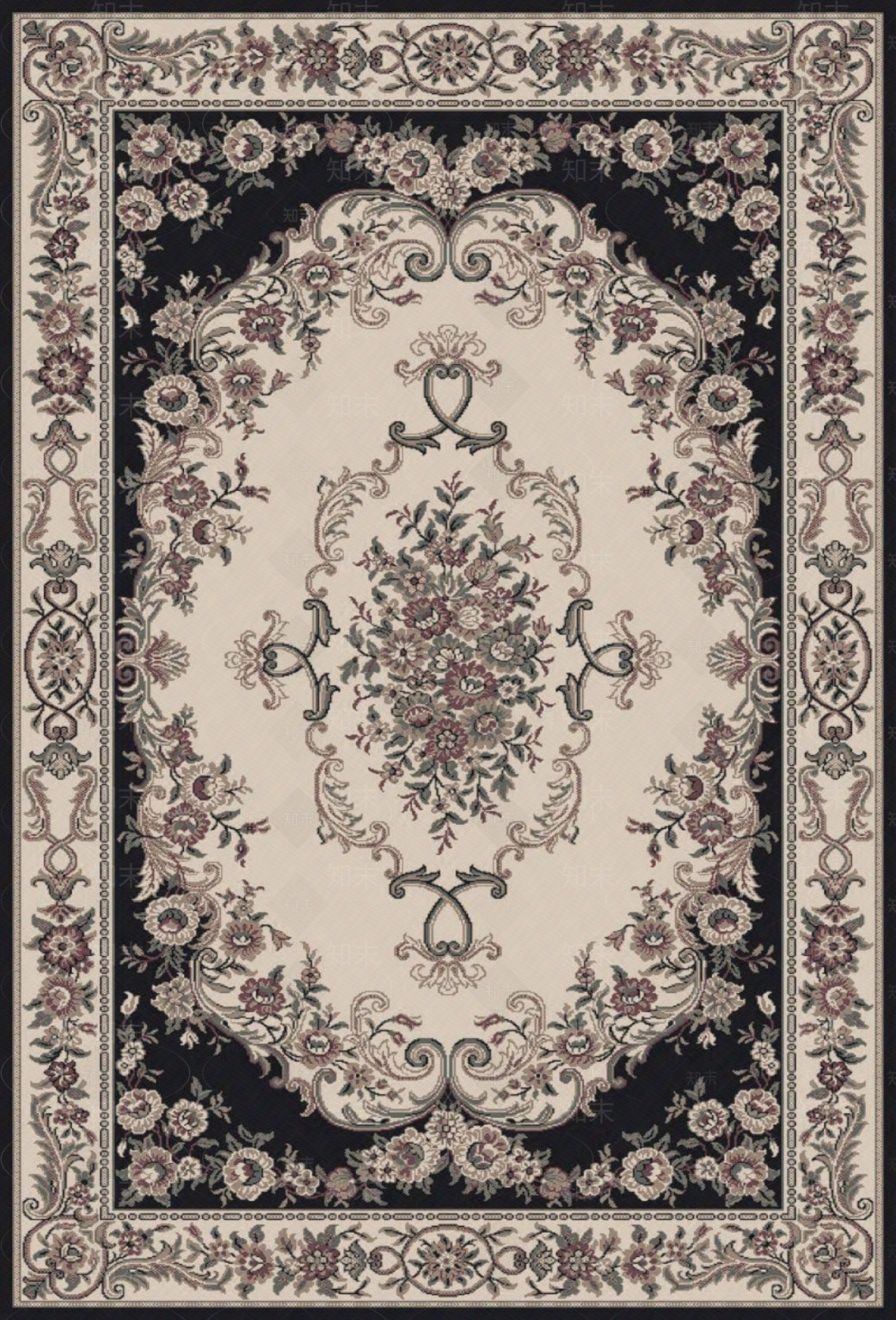欧式复古深色印花地毯贴图下载【ID:1141021014】