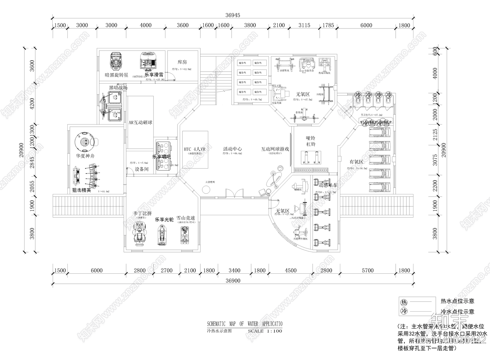 AI智能体验中心室内装修cad施工图下载【ID:1141030442】