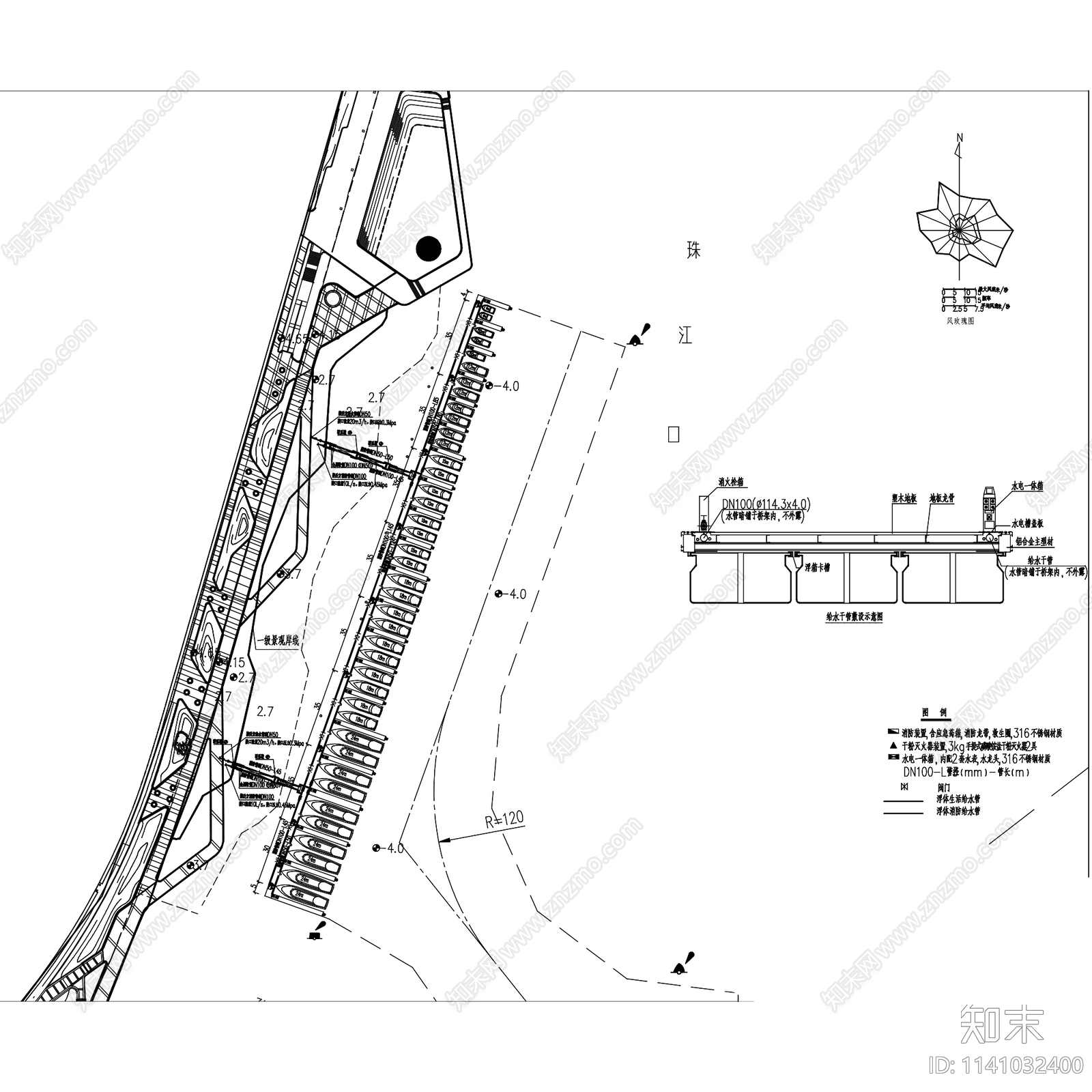 珠海会展中心水上码头展示区浮桥cad施工图下载【ID:1141032400】