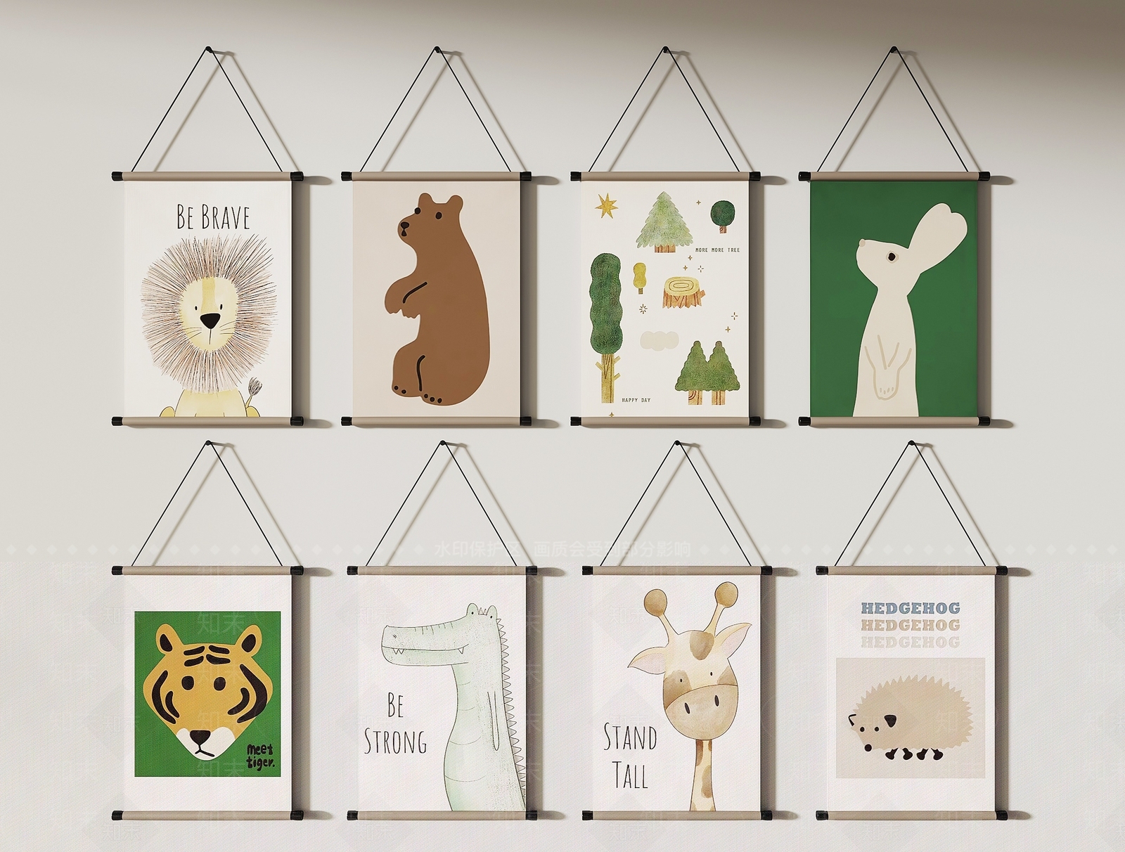 现代儿童房装饰挂画3D模型下载【ID:1141032967】