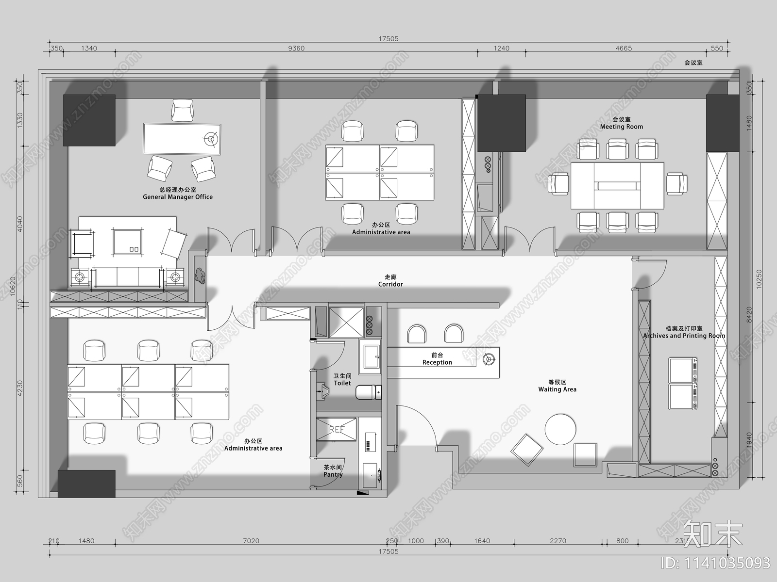 200㎡办公室全套cad施工图下载【ID:1141035093】