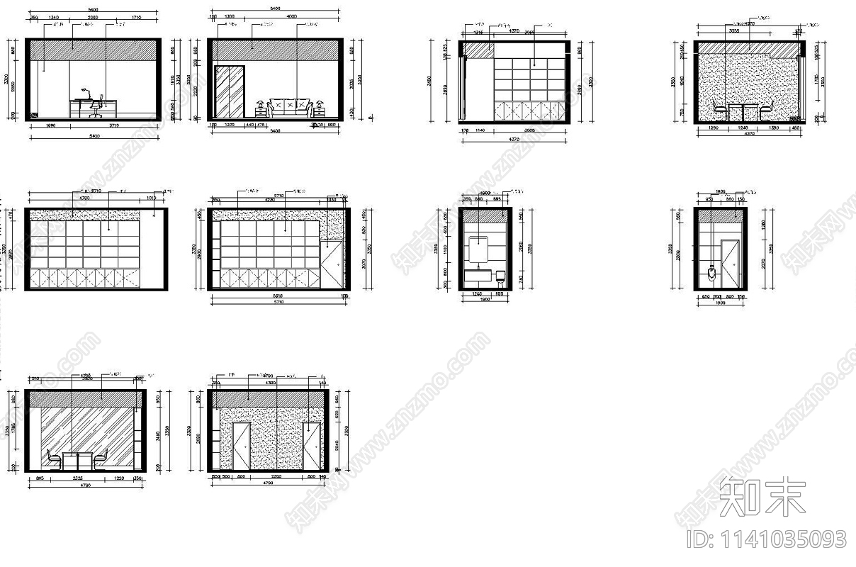 200㎡办公室全套cad施工图下载【ID:1141035093】