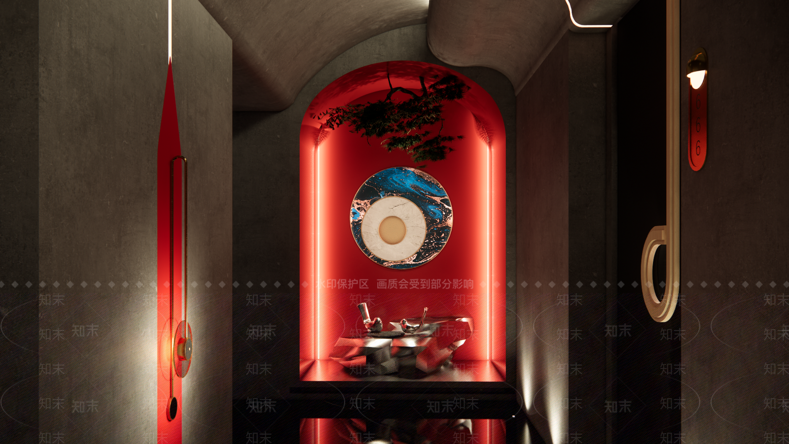 现代酒店玄关过道SU模型下载【ID:1141036335】