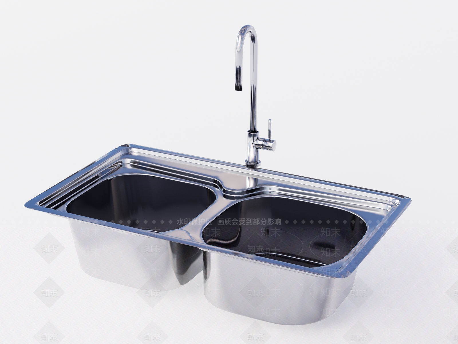 现代不锈钢水槽SU模型下载【ID:1141043511】
