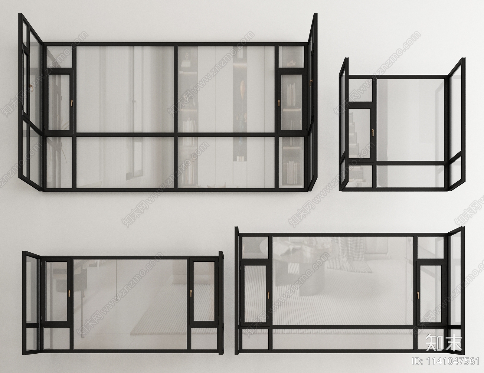 现代落地窗户3D模型下载【ID:1141047561】