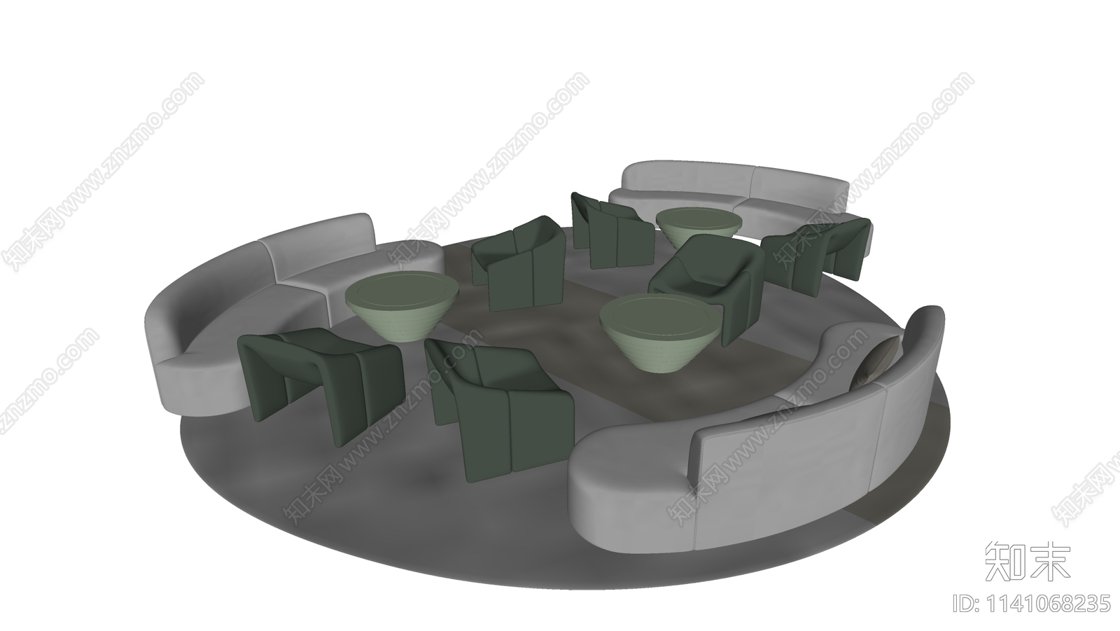 现代圆形异形沙发茶几组合SU模型下载【ID:1141068235】