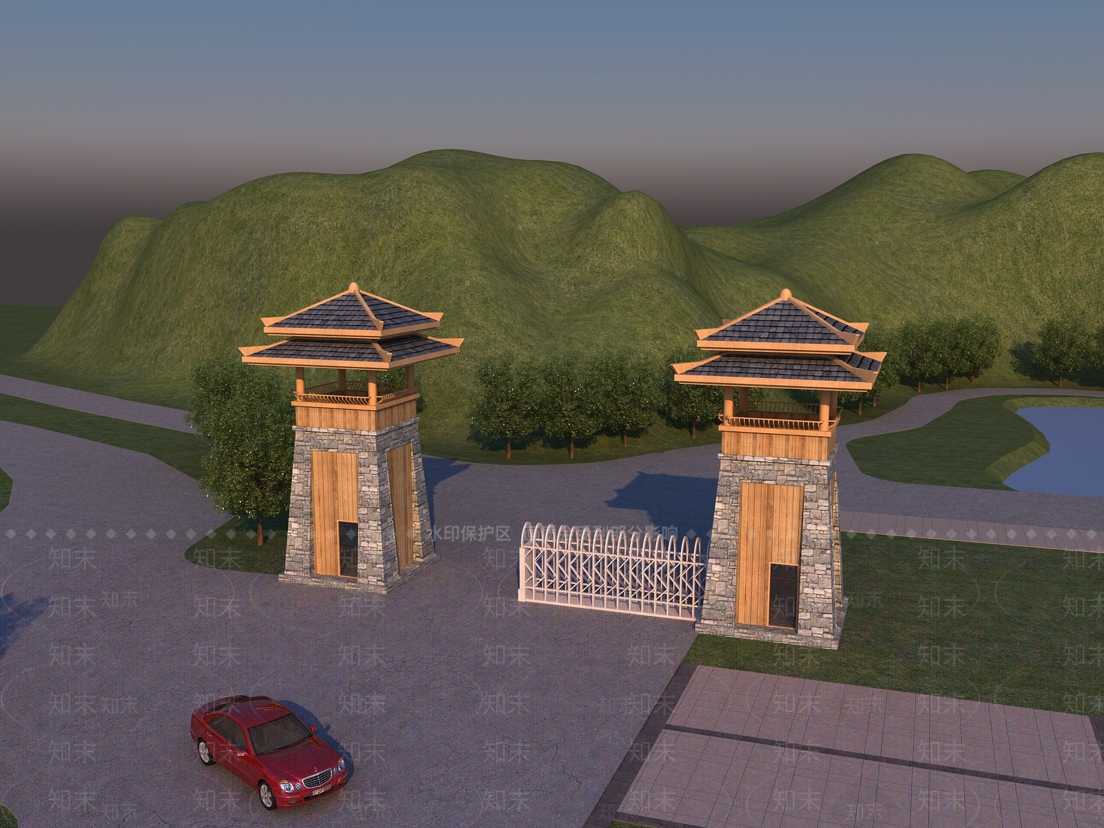 中式入口大门3D模型下载【ID:1141073043】