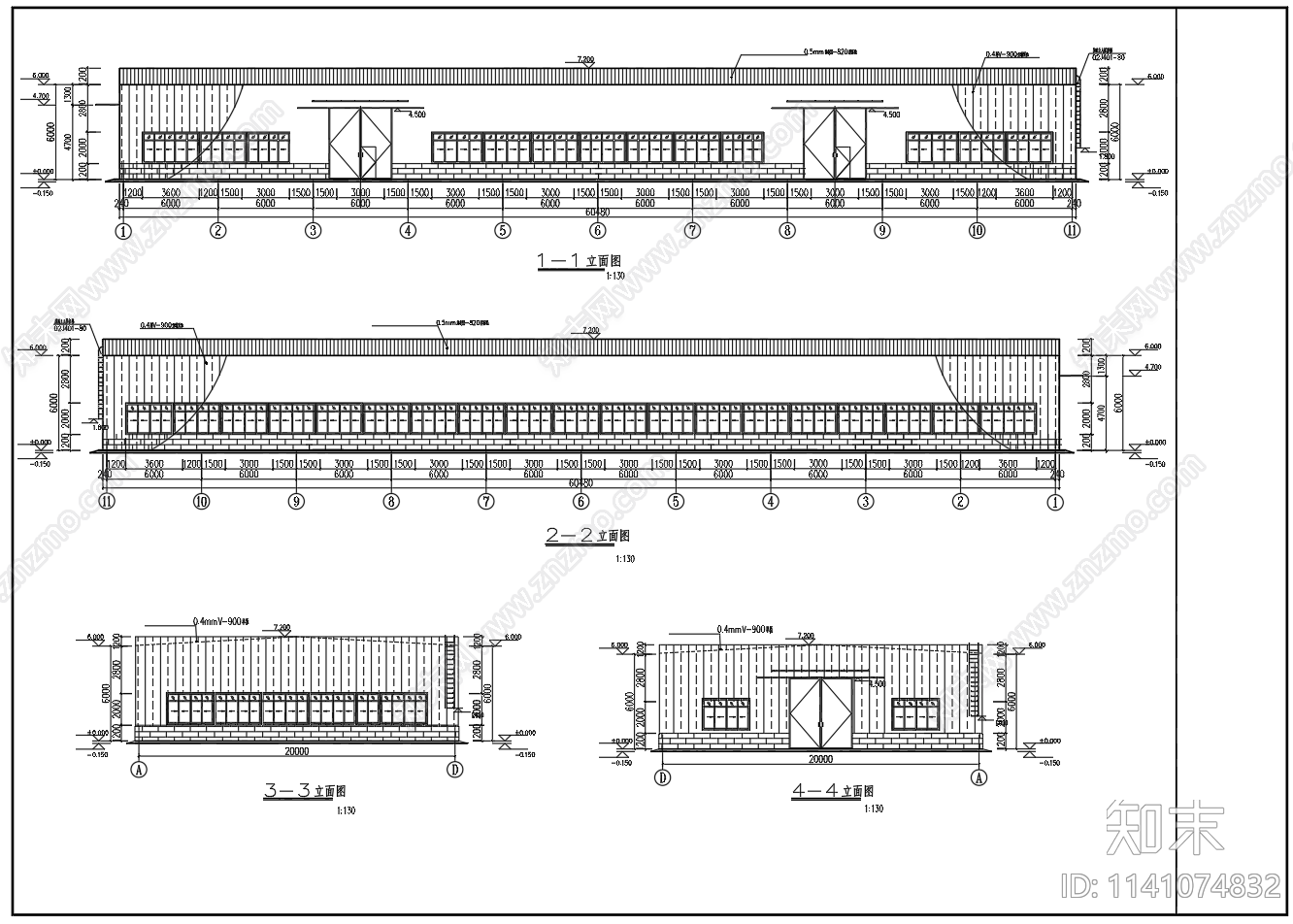 单层门式钢架结构仓库建筑cad施工图下载【ID:1141074832】