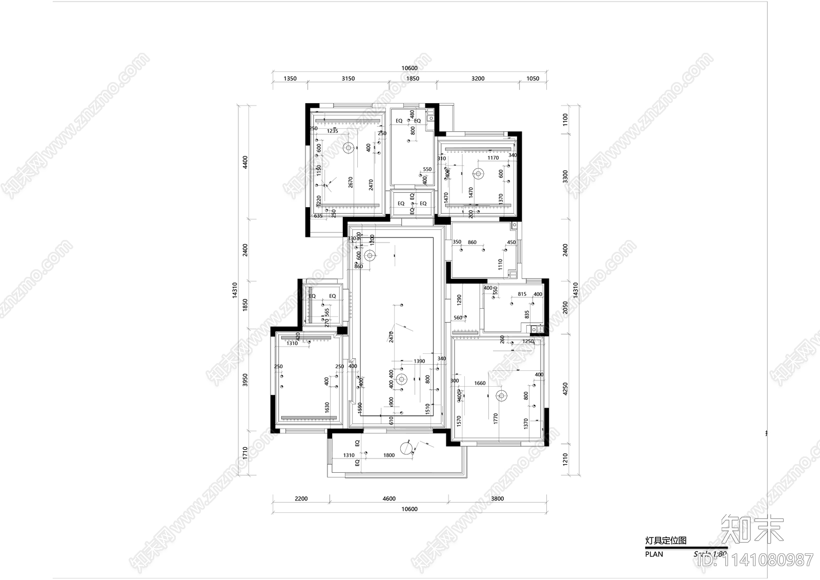 现代130平米平层室内装修cad施工图下载【ID:1141080987】