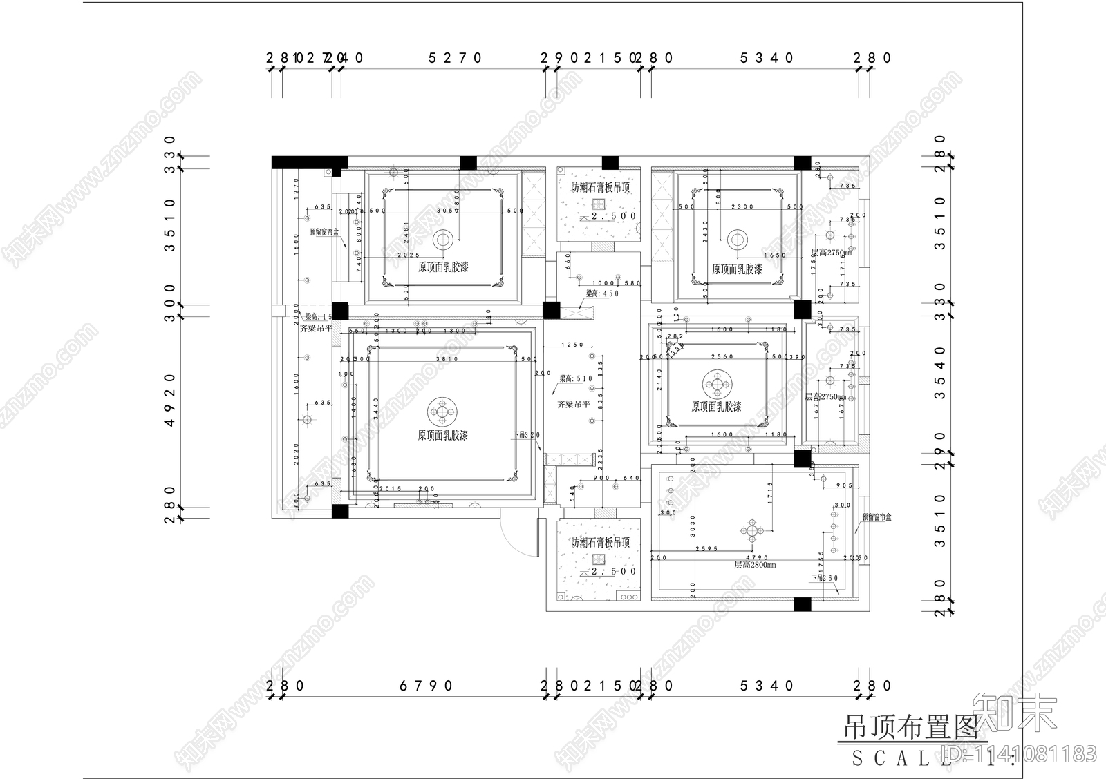 现代140平米大平层室内装修cad施工图下载【ID:1141081183】