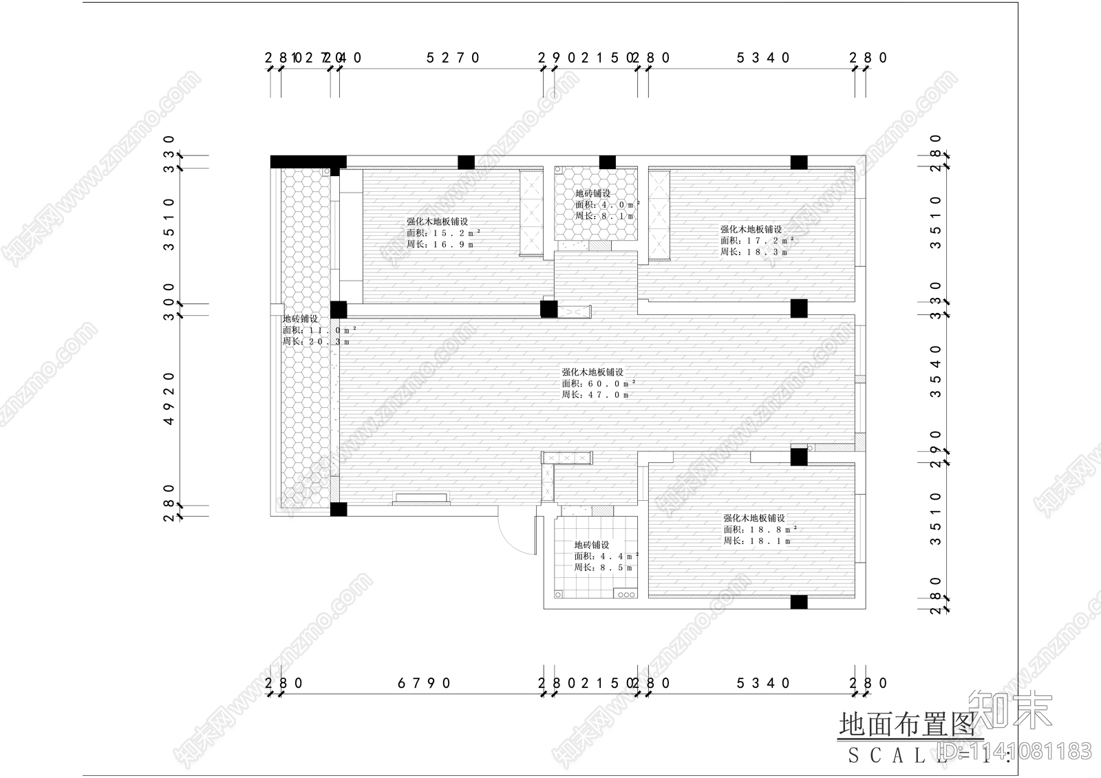 现代140平米大平层室内装修cad施工图下载【ID:1141081183】