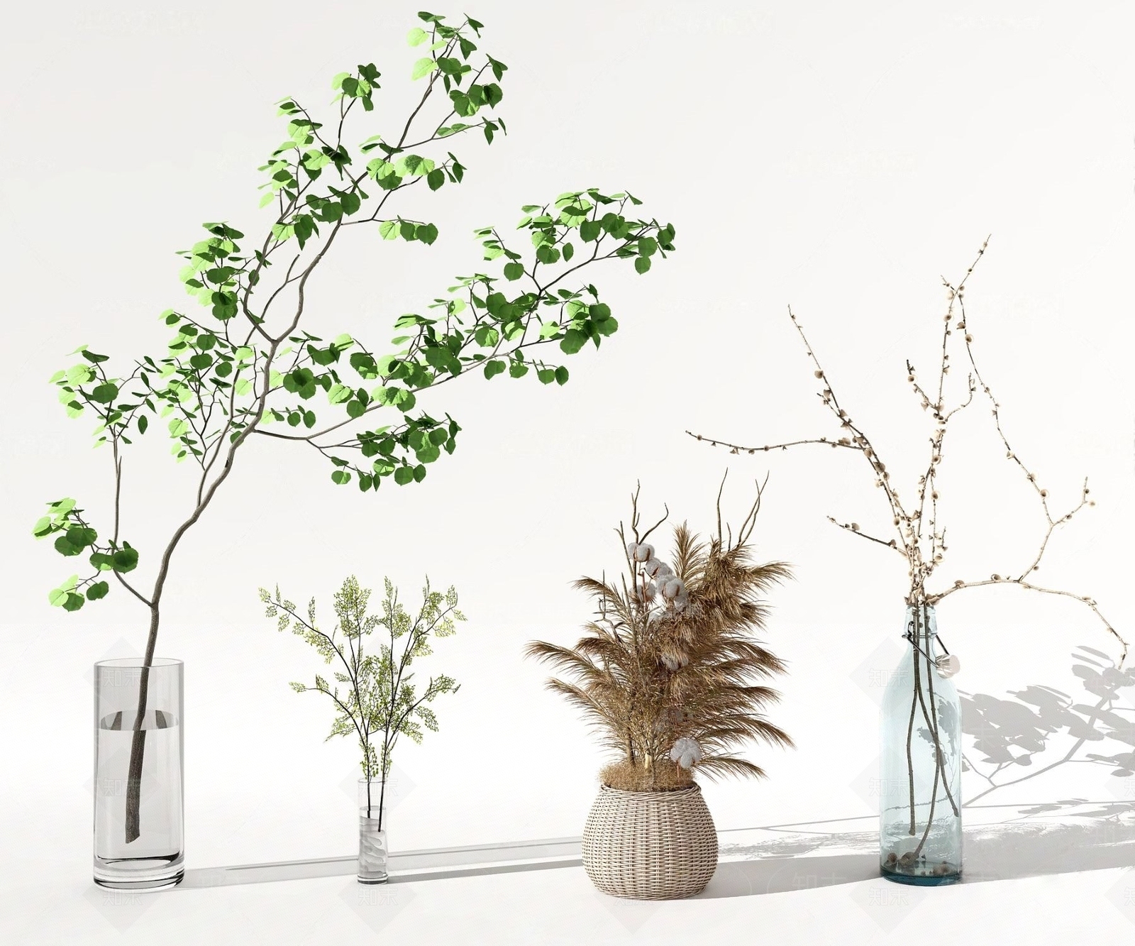现代花瓶花艺水生植物组合SU模型下载【ID:1141086386】