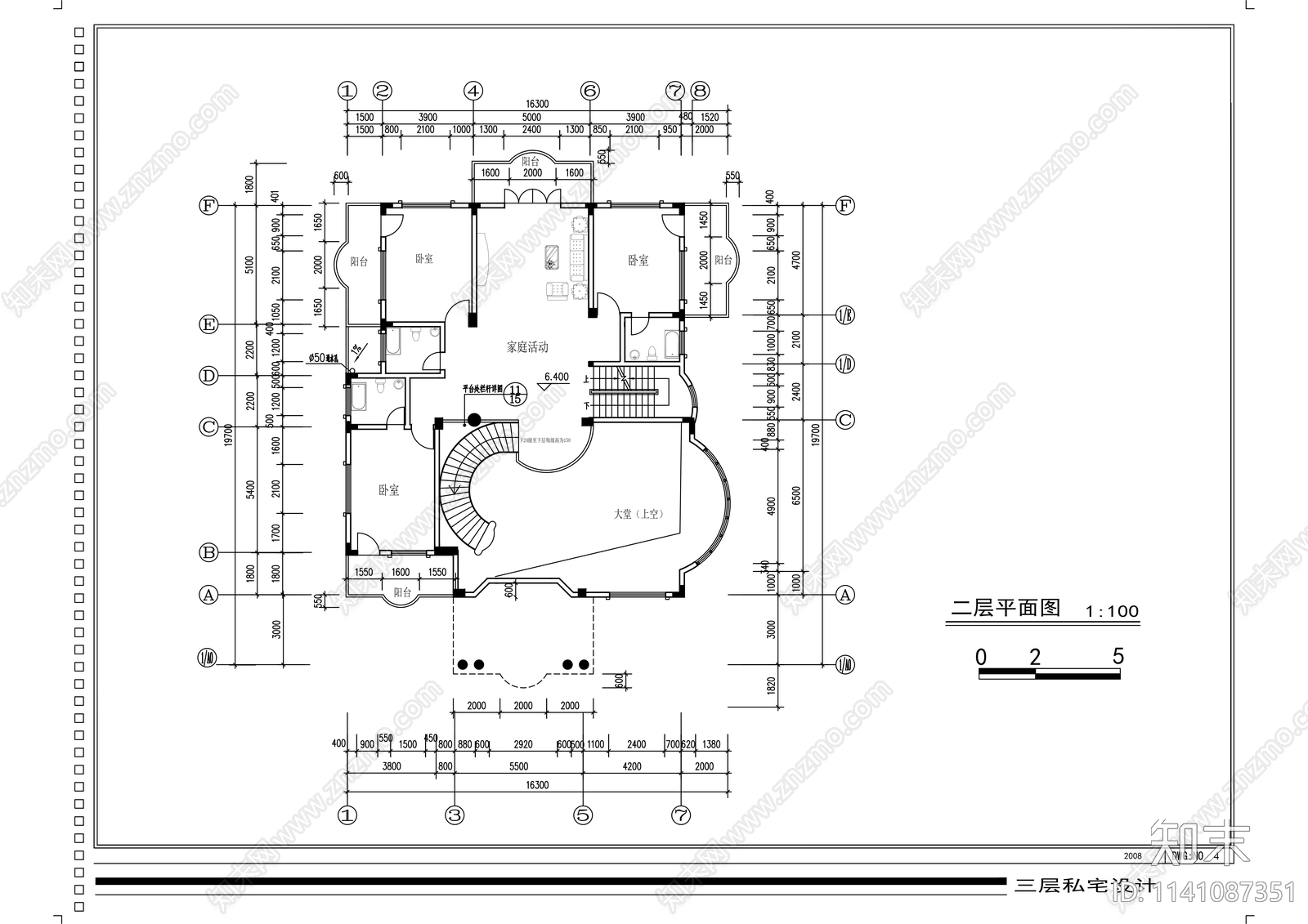 950平四层别墅建筑cad施工图下载【ID:1141087351】