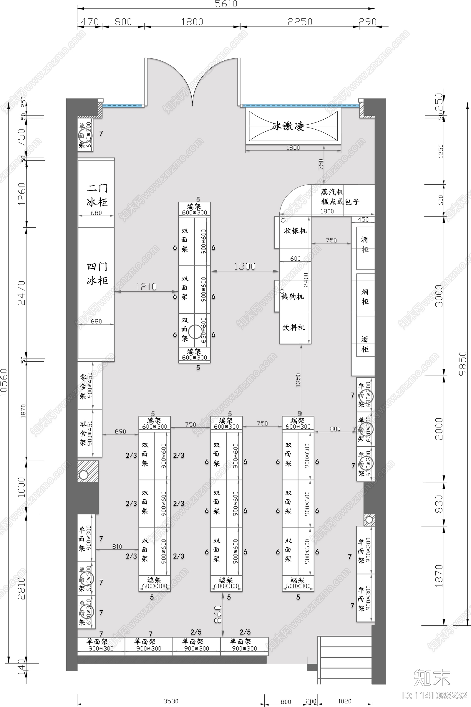 便利店平面布置图施工图下载【ID:1141088232】