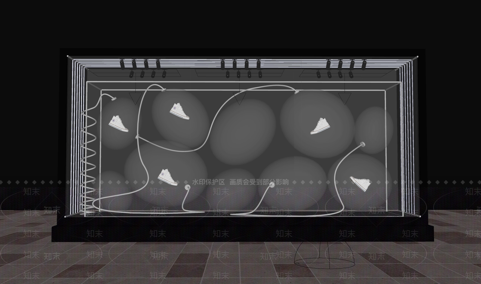 现代透明气模橱窗美陈SU模型下载【ID:1141089390】