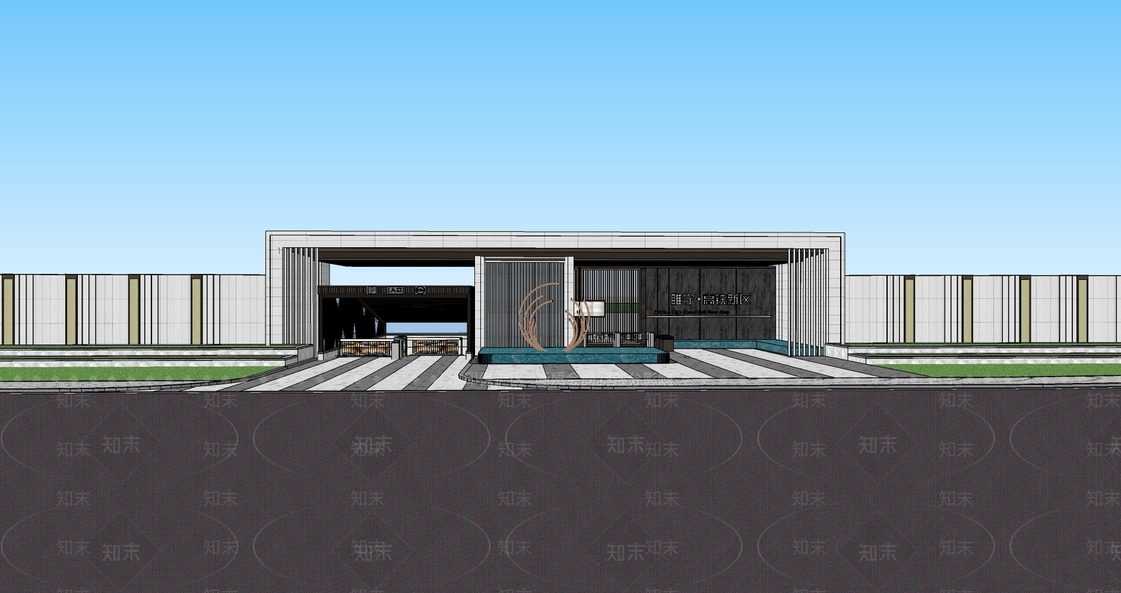 现代小区入口大门SU模型下载【ID:1141095247】