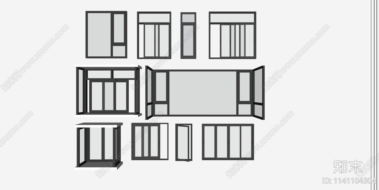 现代窗户组合SU模型下载【ID:1141104304】