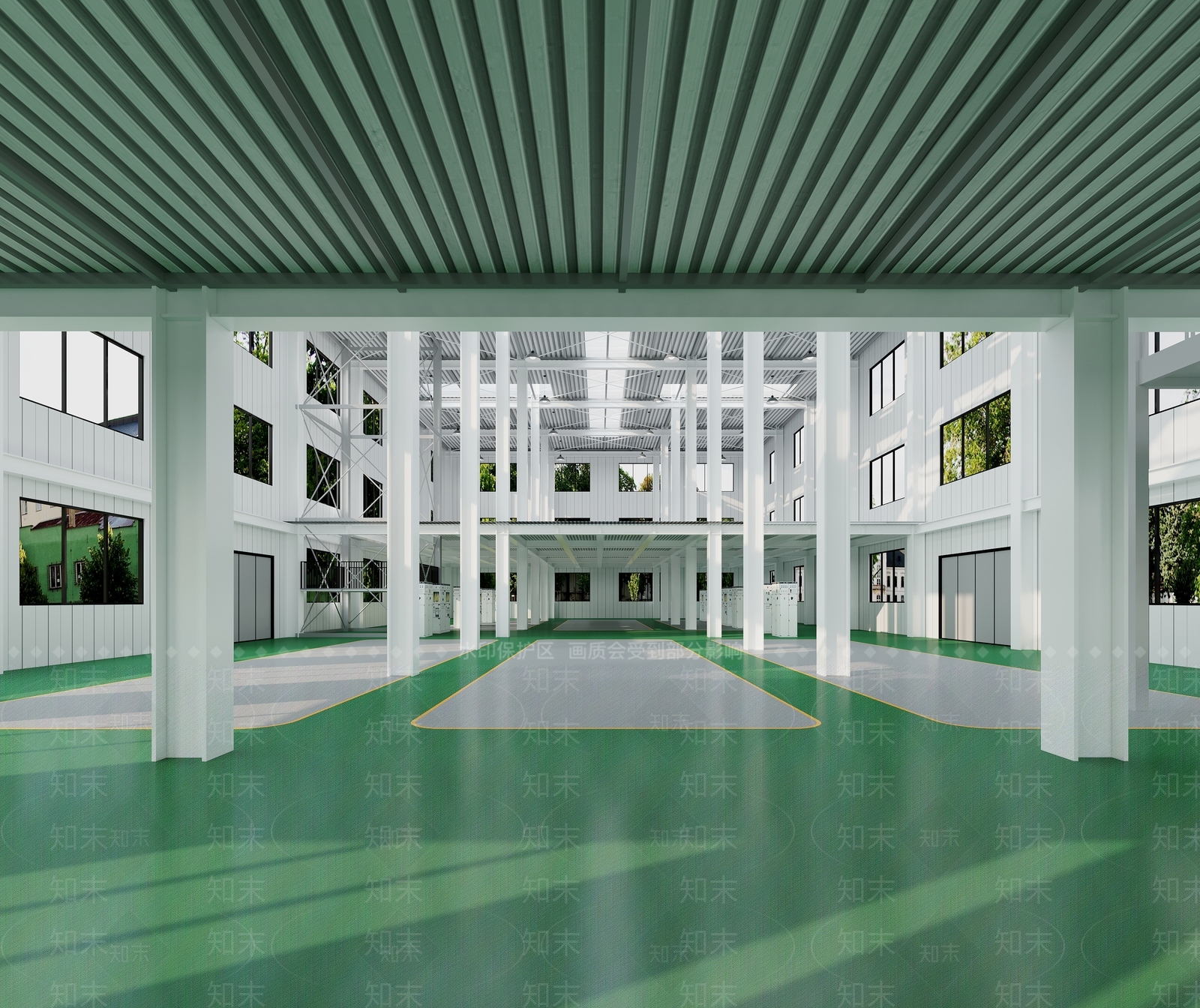 现代钢结构厂房3D模型下载【ID:1141105800】