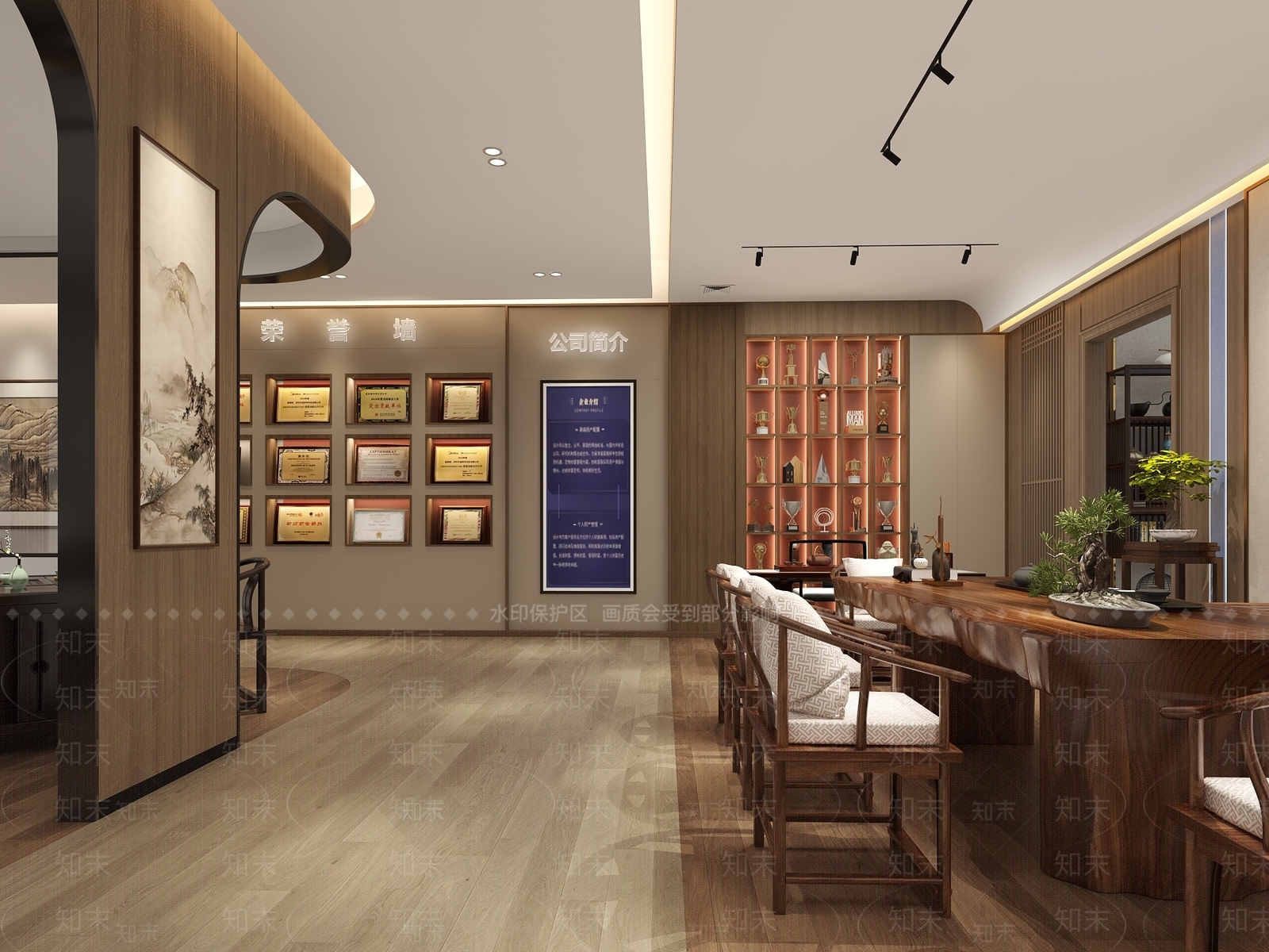 新中式家具茶桌展厅3D模型下载【ID:1141107549】