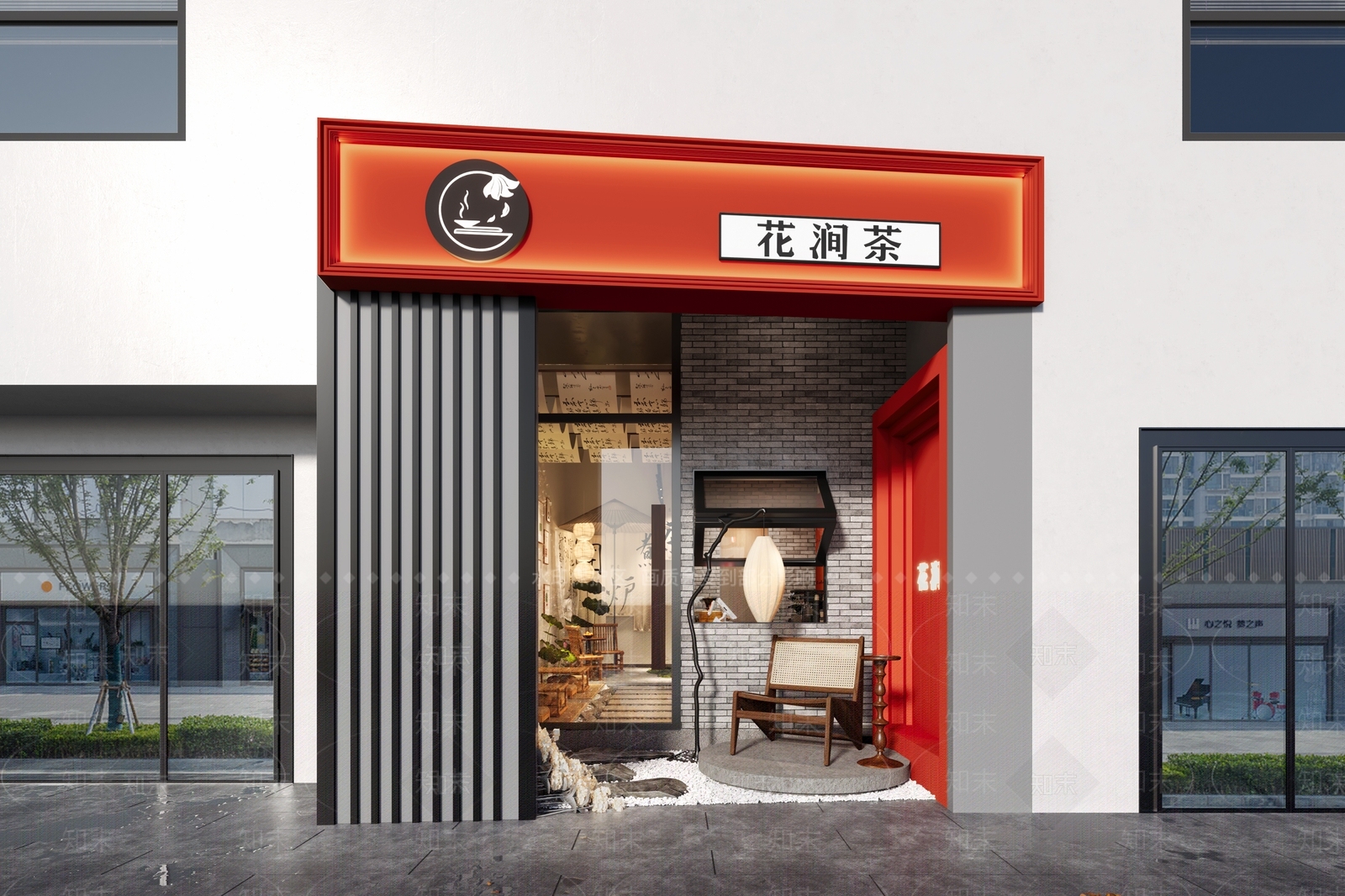 现代国潮风奶茶店3D模型下载【ID:1141111060】