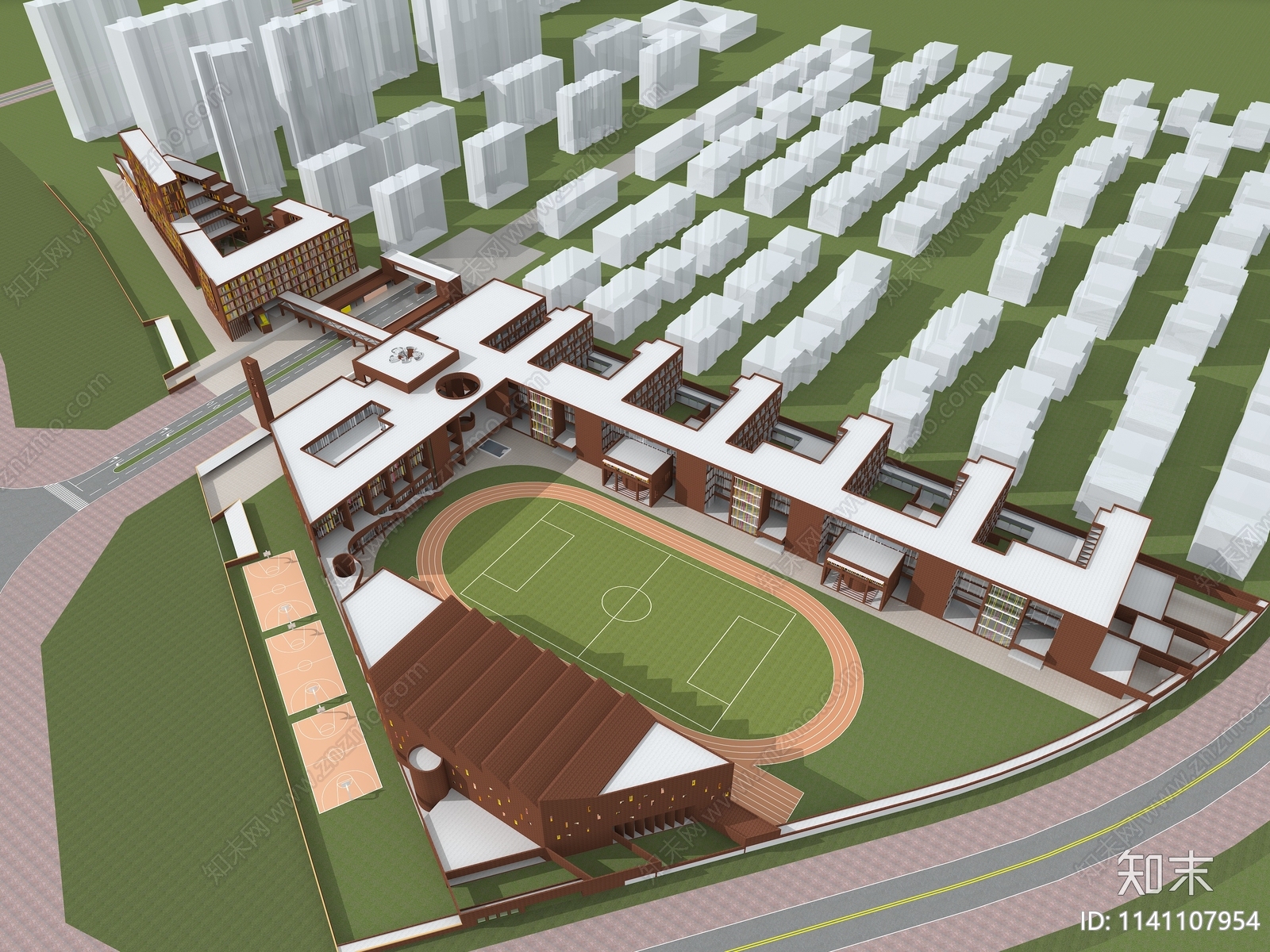 现代学校外观3D模型下载【ID:1141107954】