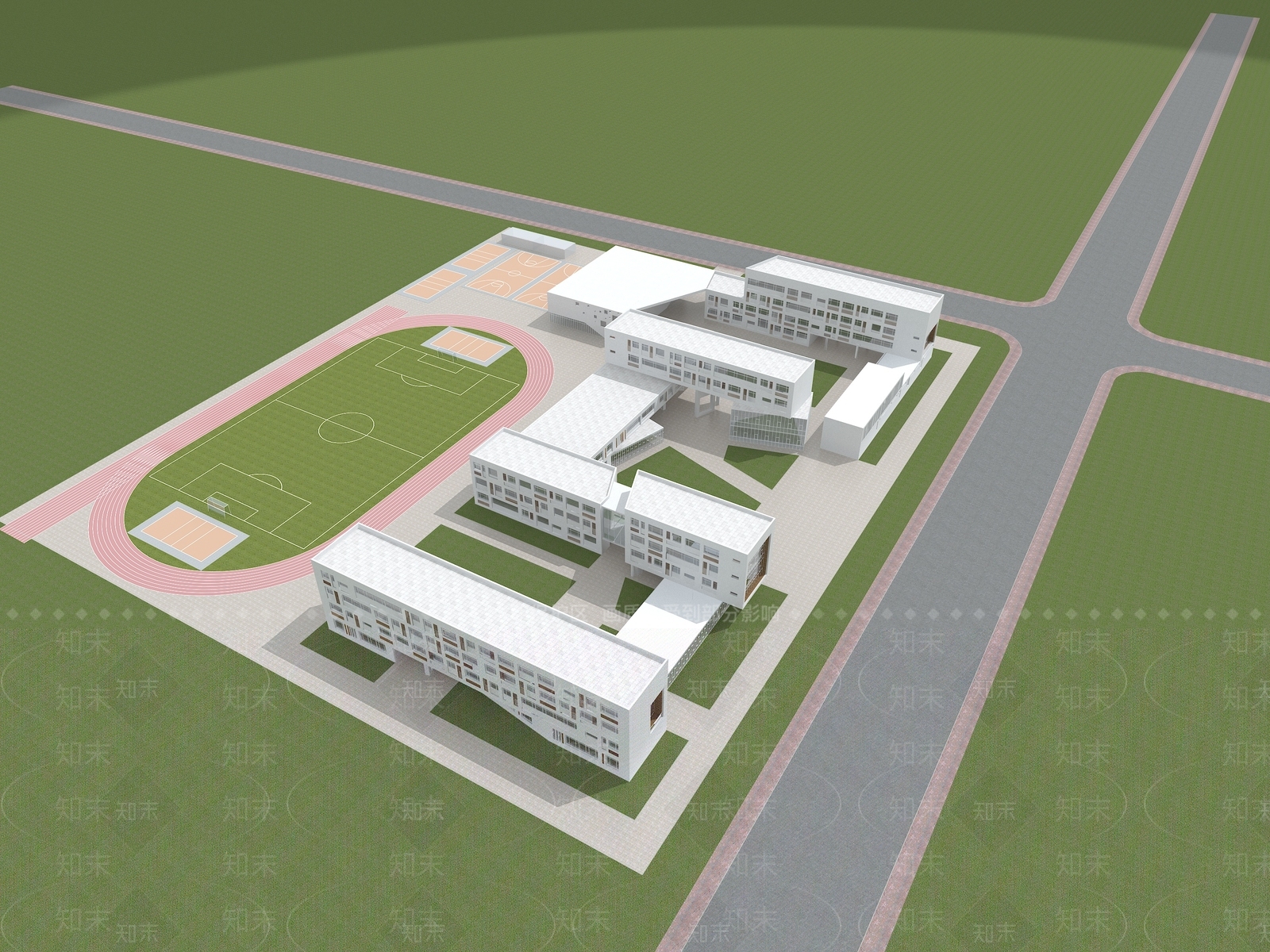 现代学校外观3D模型下载【ID:1141108151】
