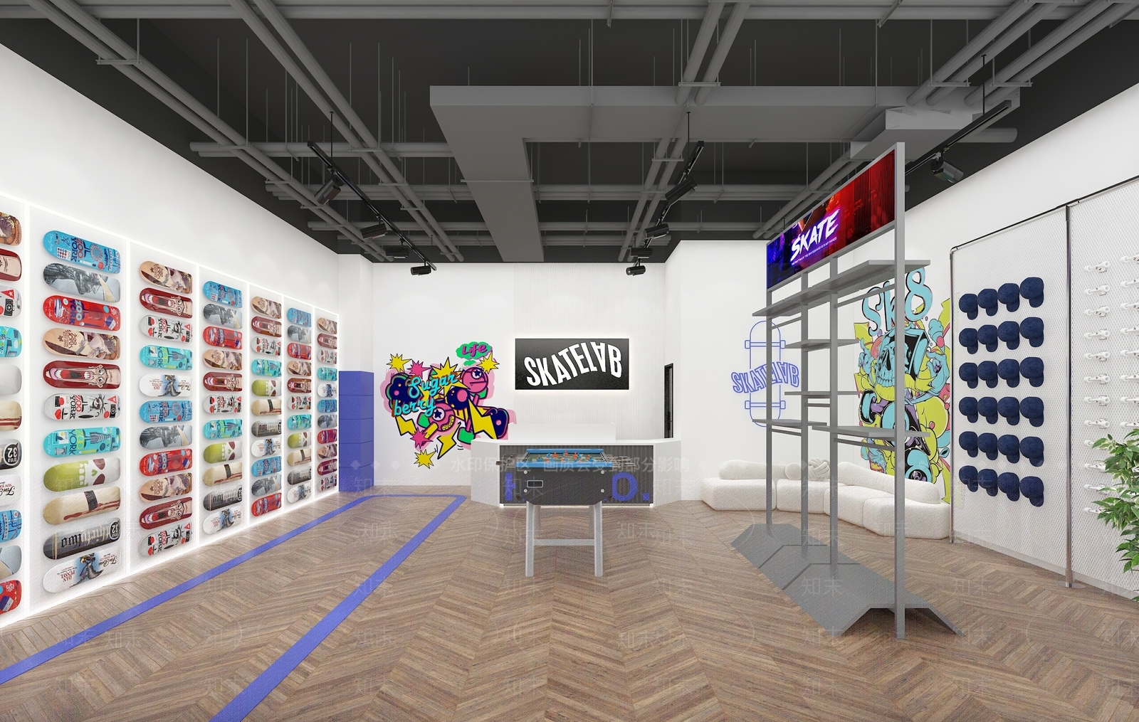 现代商场滑板店3D模型下载【ID:1141109463】