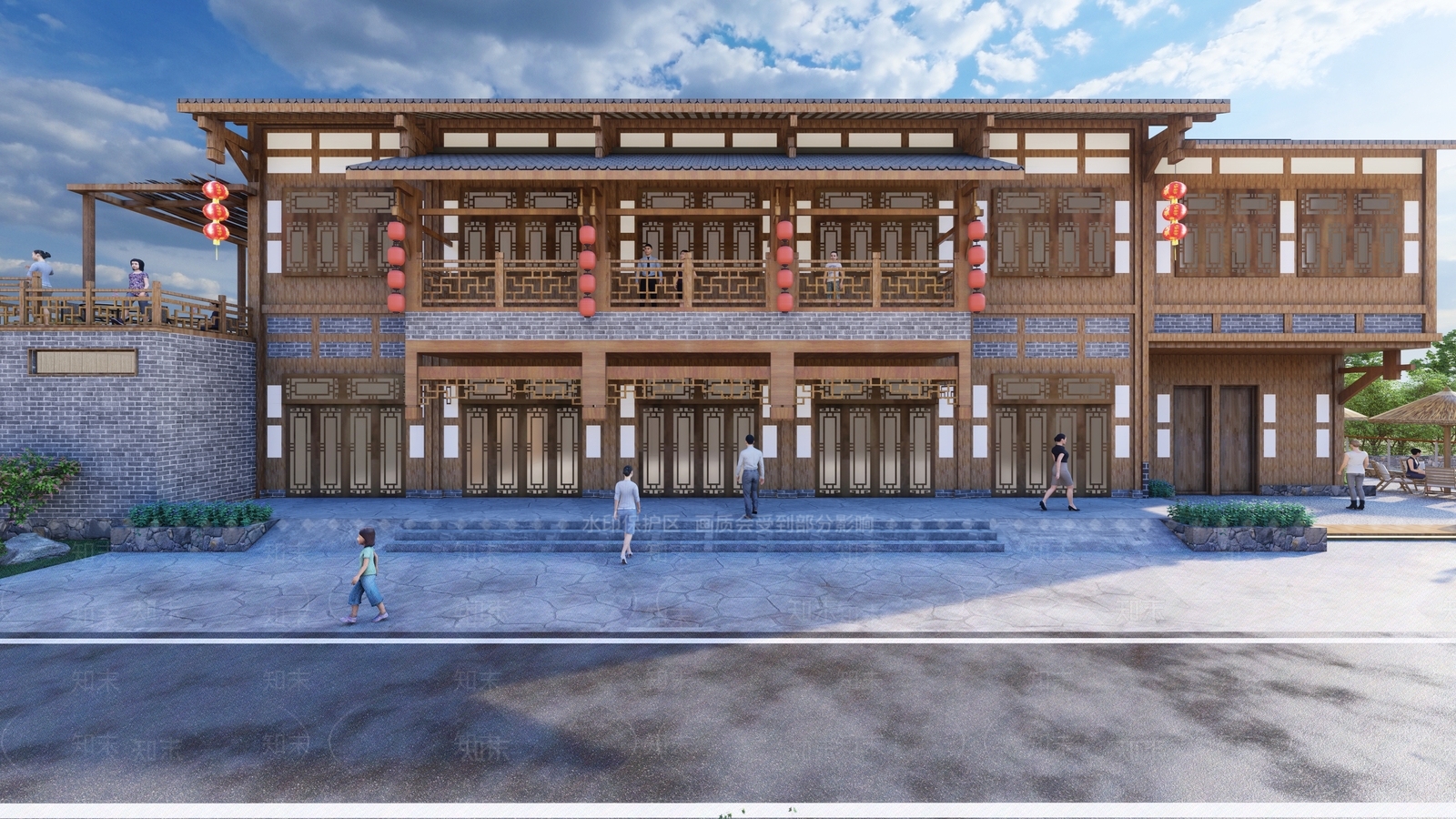 新中式游客中心SU模型下载【ID:1141115464】