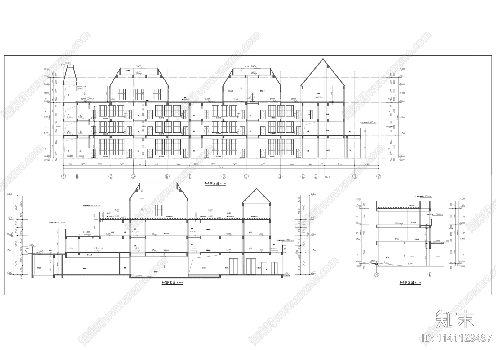 石龙船幼儿园建筑cad施工图下载【ID:1141123497】