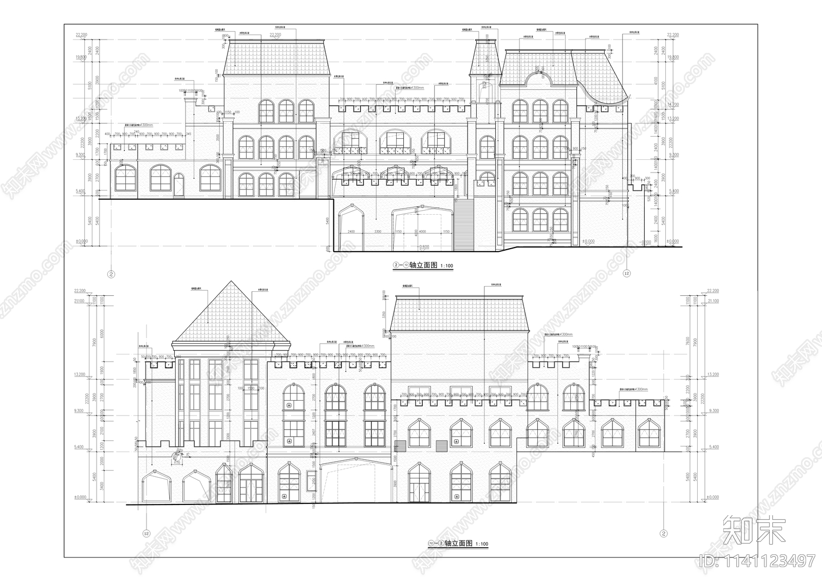 石龙船幼儿园建筑cad施工图下载【ID:1141123497】