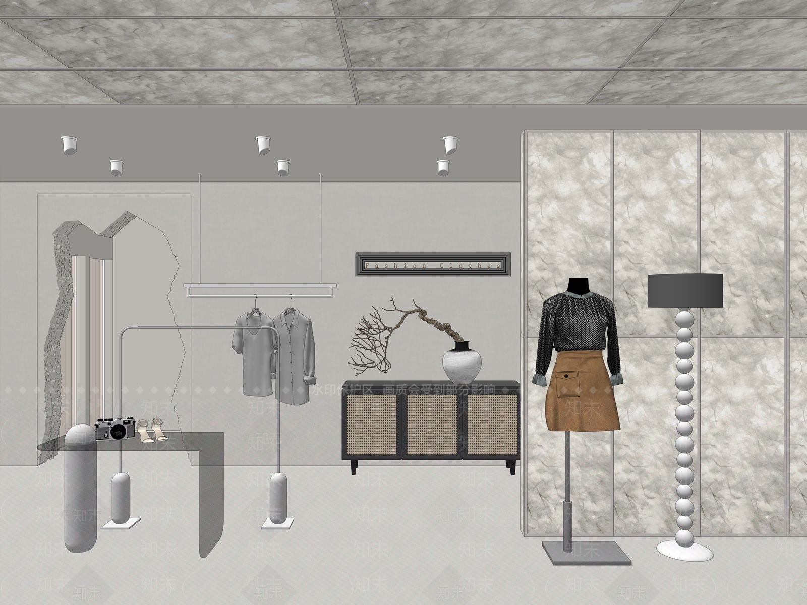 现代女装服装店SU模型下载【ID:1141129423】