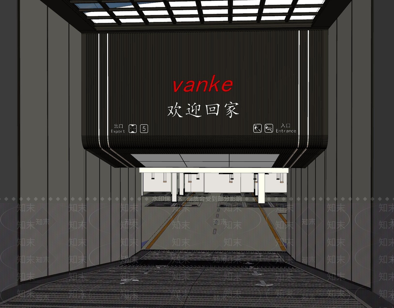 现代地下停车场SU模型下载【ID:1141134763】