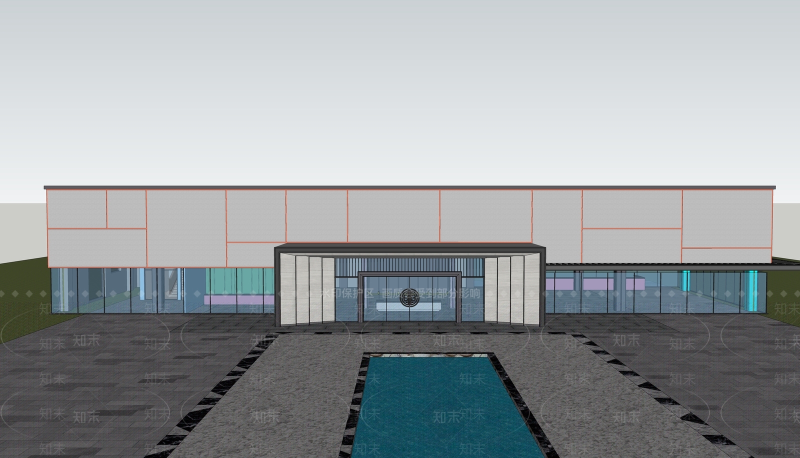 现代售楼处建筑SU模型下载【ID:1141135871】