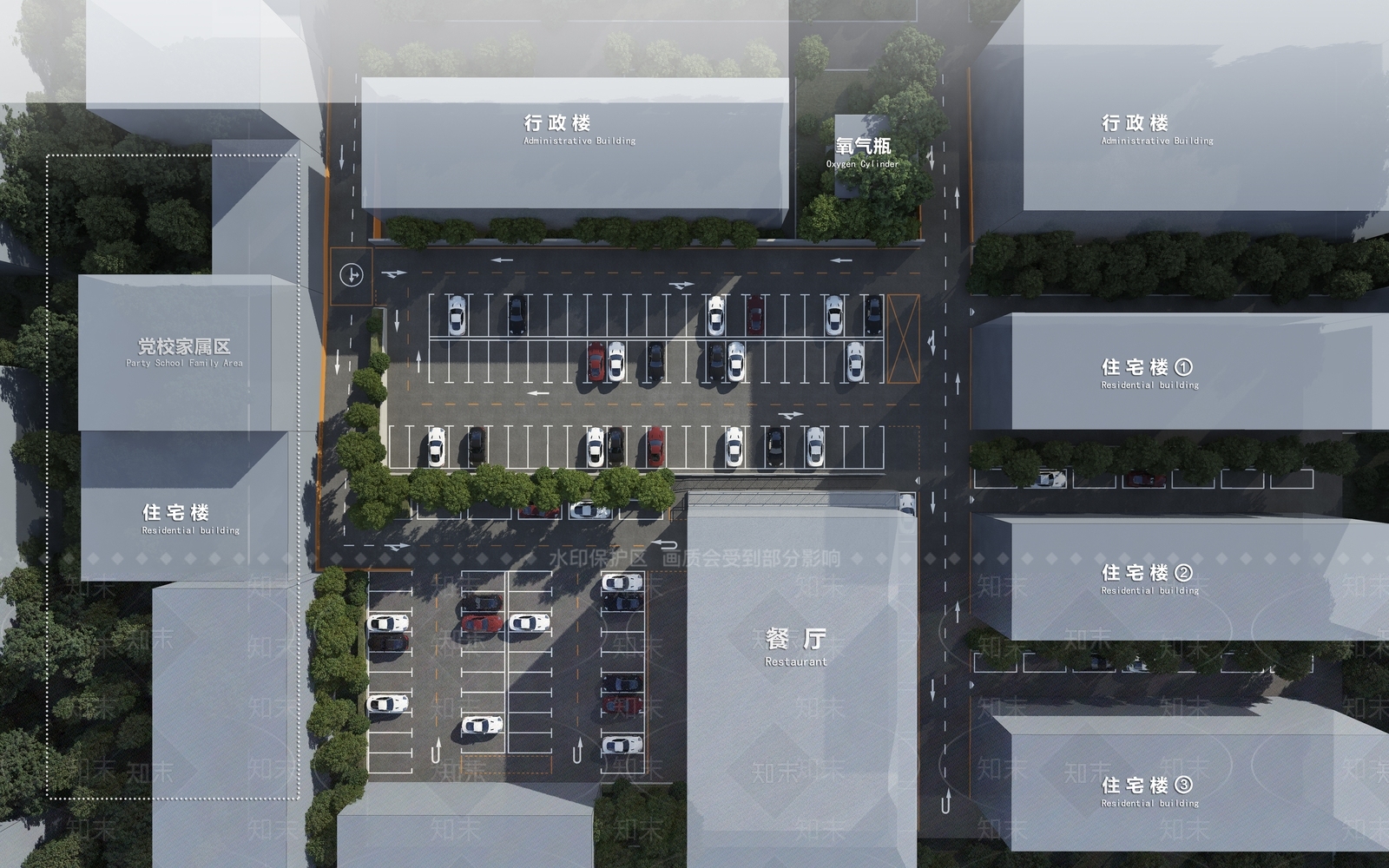 现代露天停车场3D模型下载【ID:1141139465】