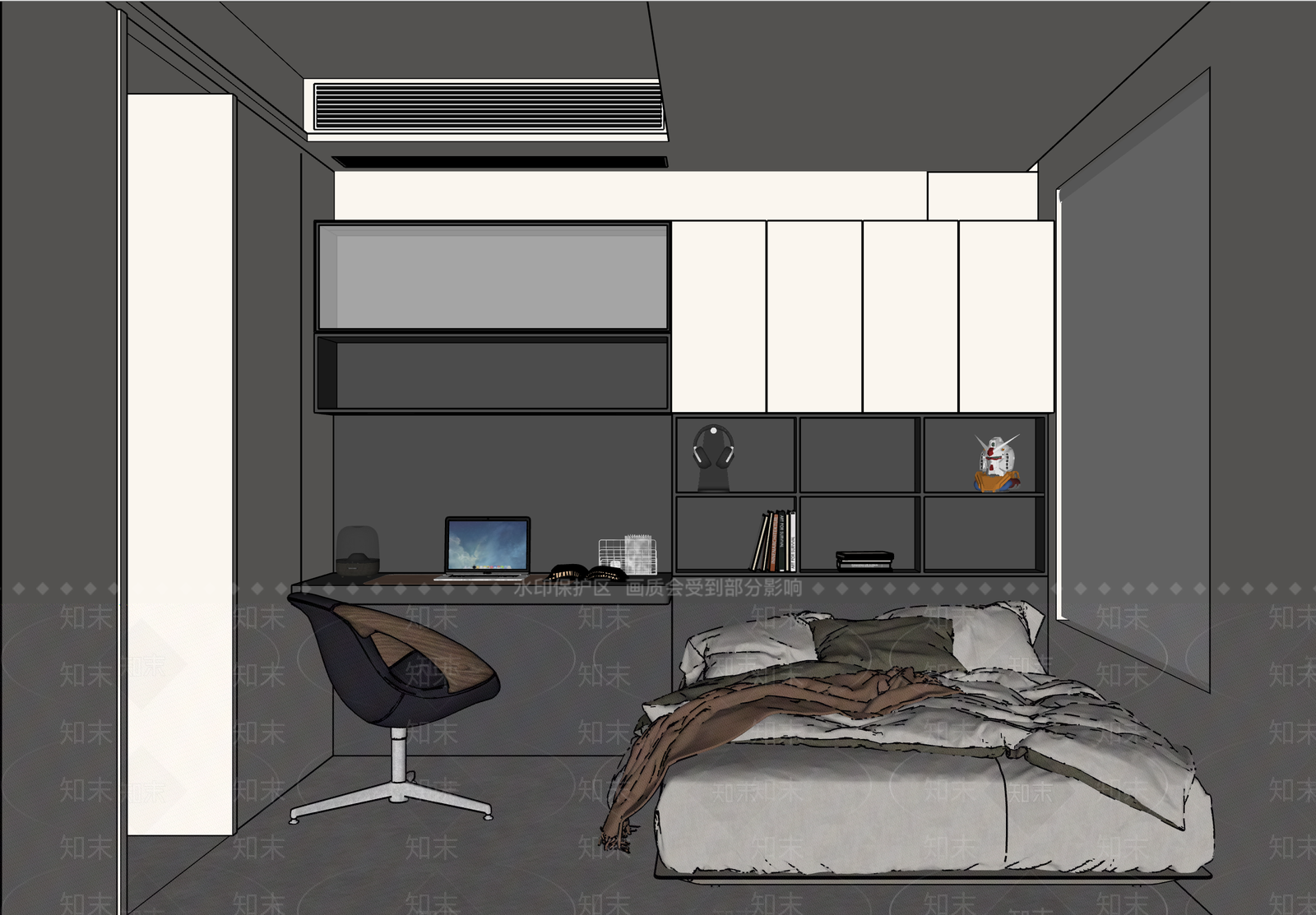 现代榻榻米卧室SU模型下载【ID:1141139814】