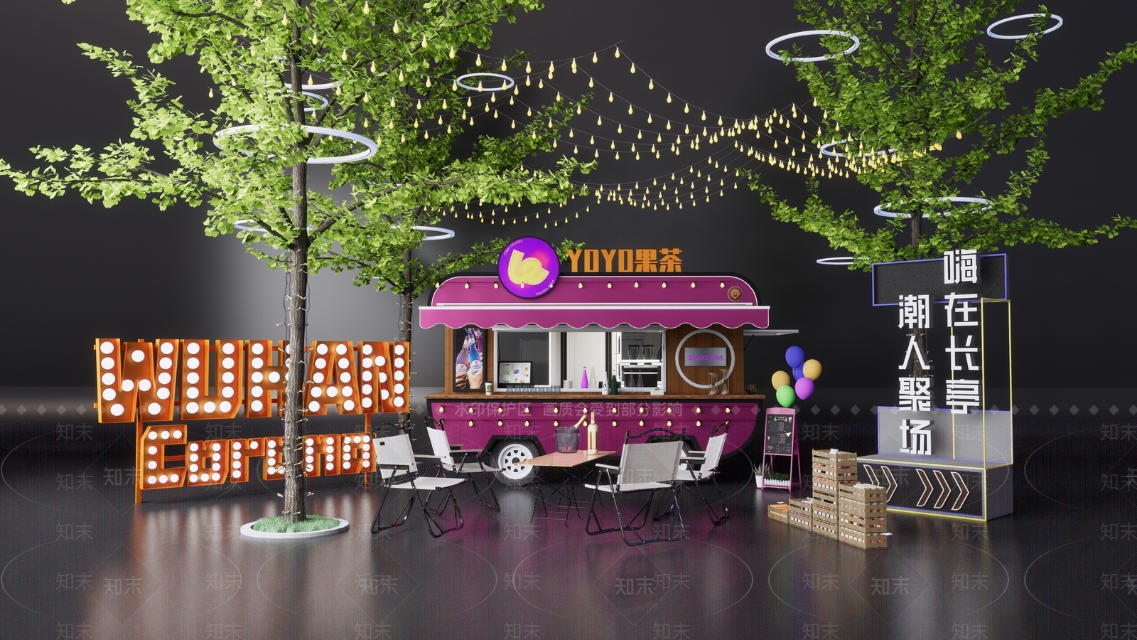 现代售卖车摊位SU模型下载【ID:1141144955】