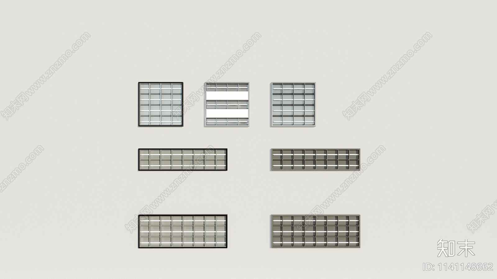 现代格栅灯SU模型下载【ID:1141148662】