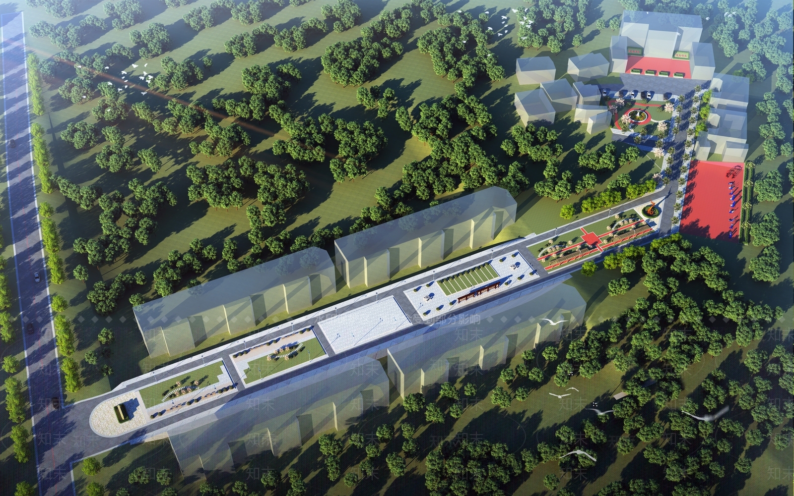 现代广场鸟瞰规划3D模型下载【ID:1141150095】