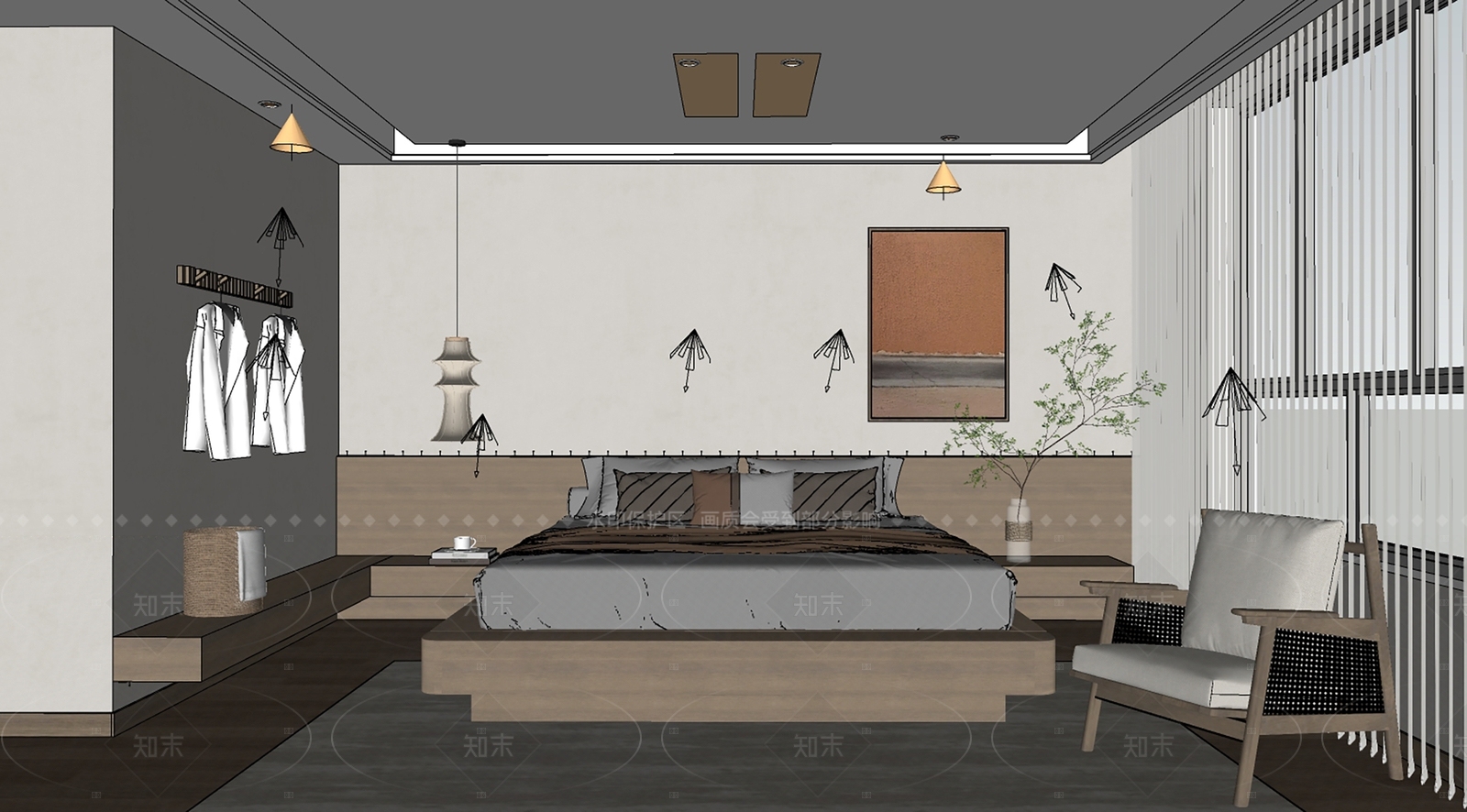 现代家居卧室SU模型下载【ID:1215955464】