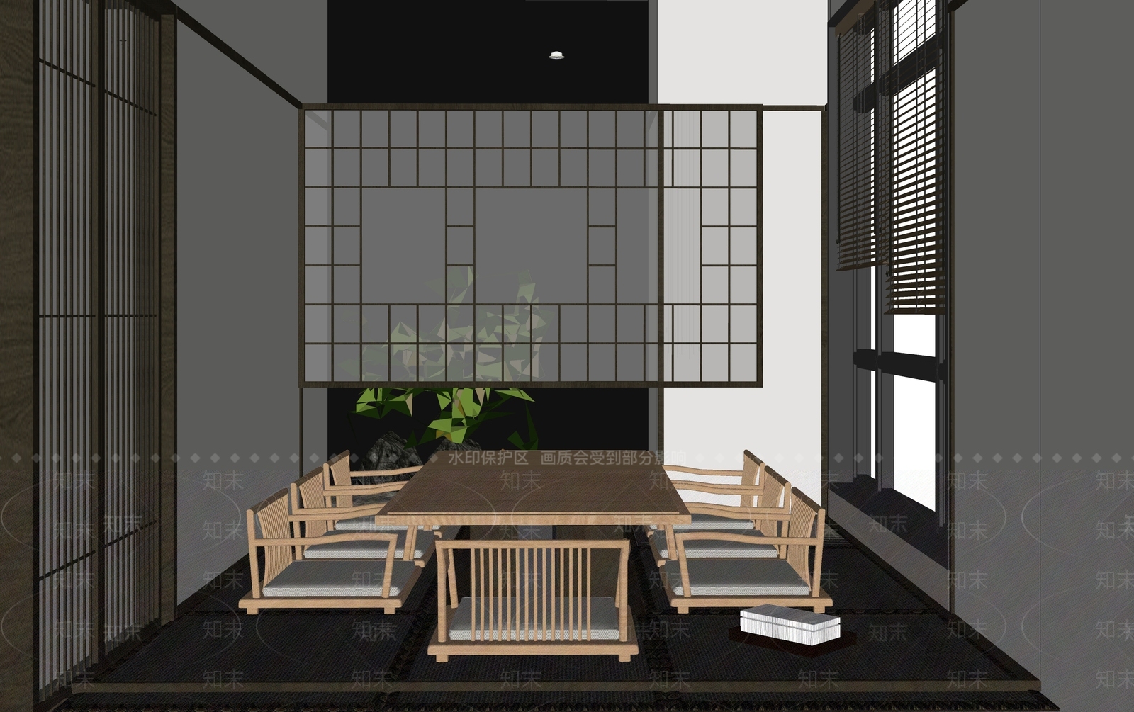 日式日韩料理店包厢SU模型下载【ID:1141153891】_知末su模型网