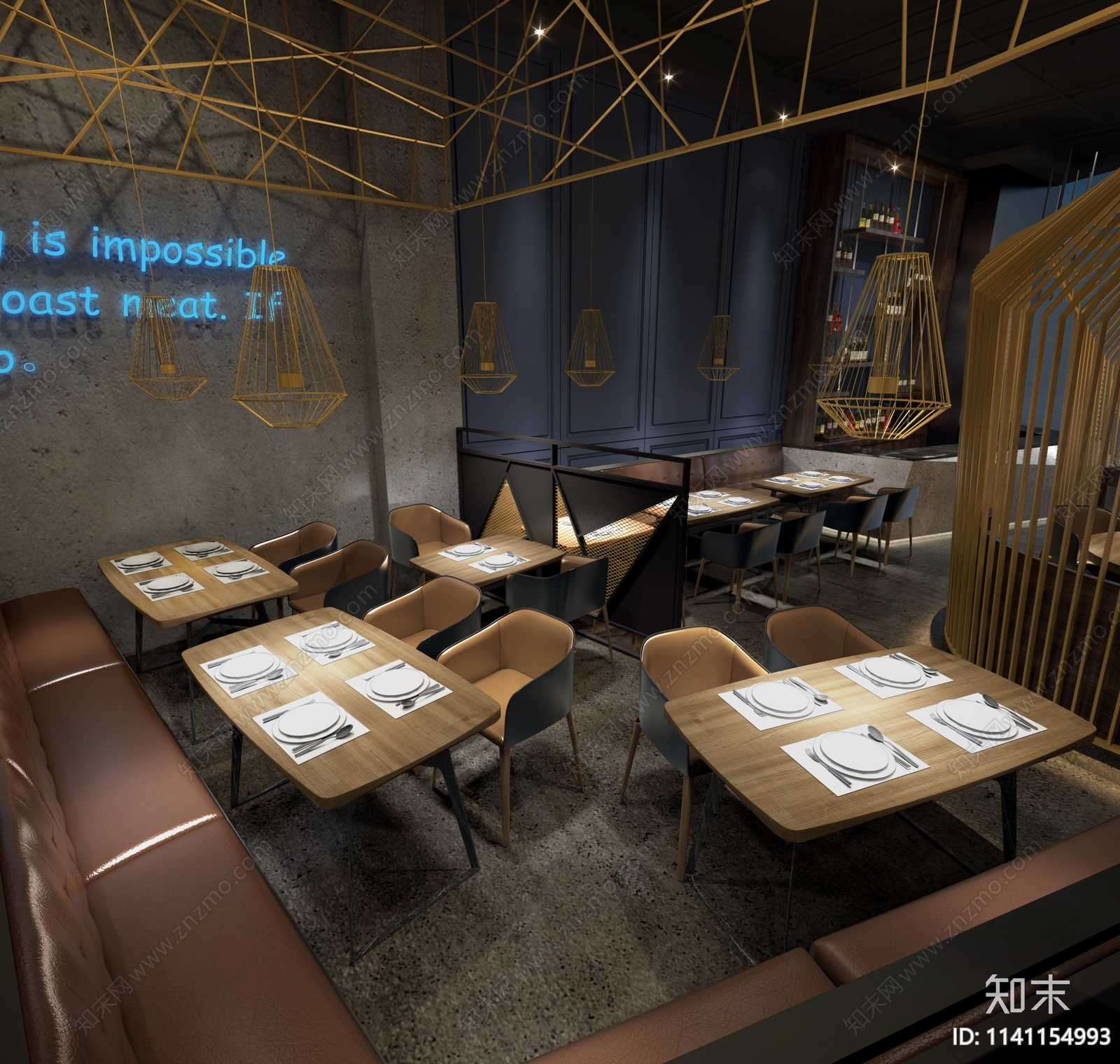 工业风烤肉店3D模型下载【ID:1141154993】