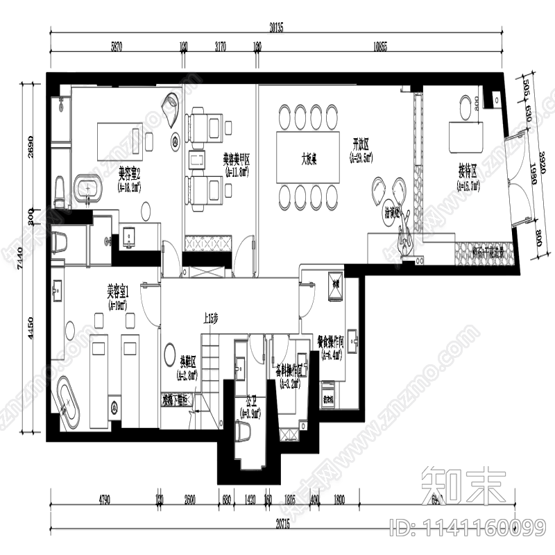 美容SPA会所效果图施工图下载【ID:1141160099】