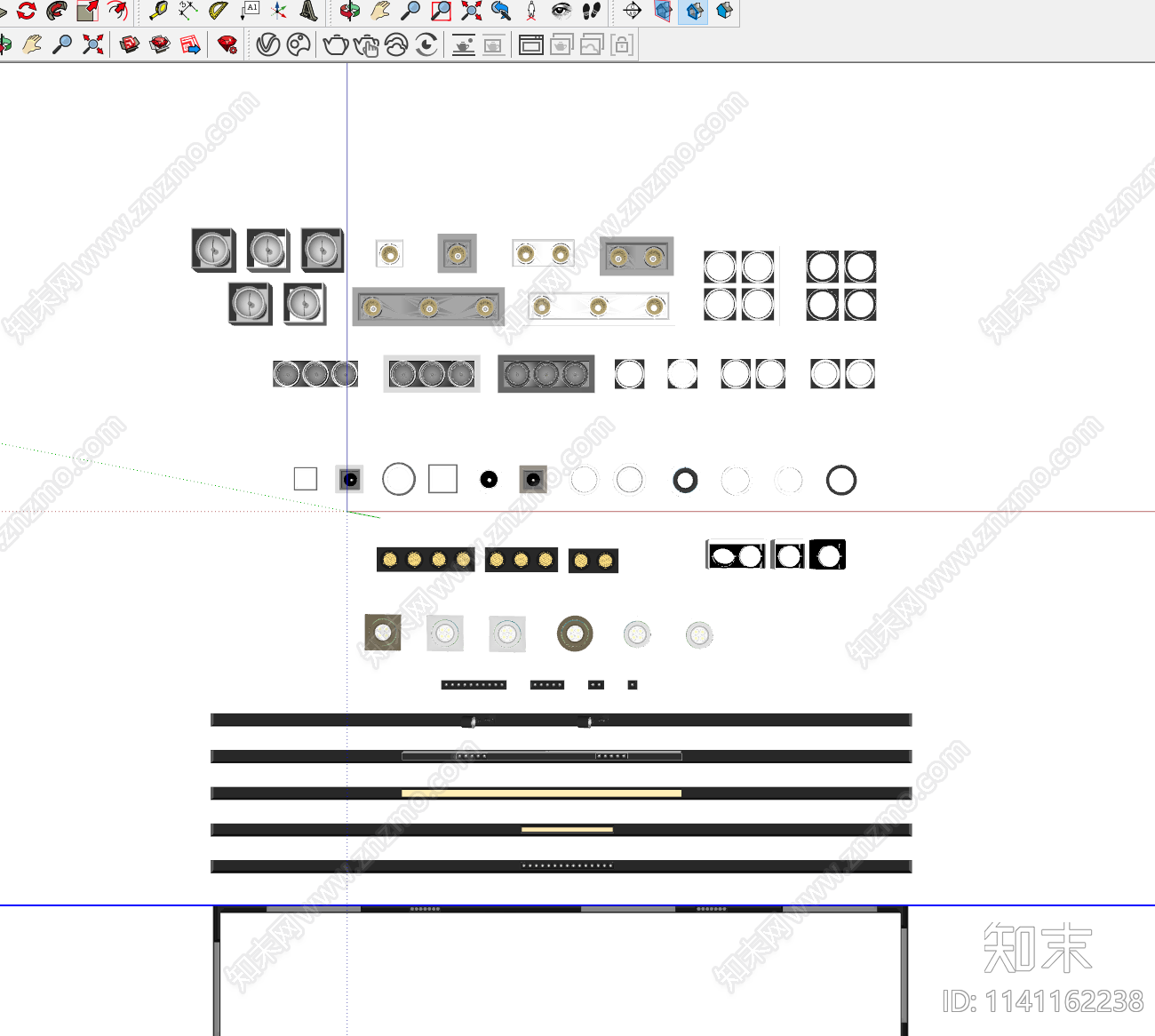 现代筒灯射灯SU模型下载【ID:1141162238】